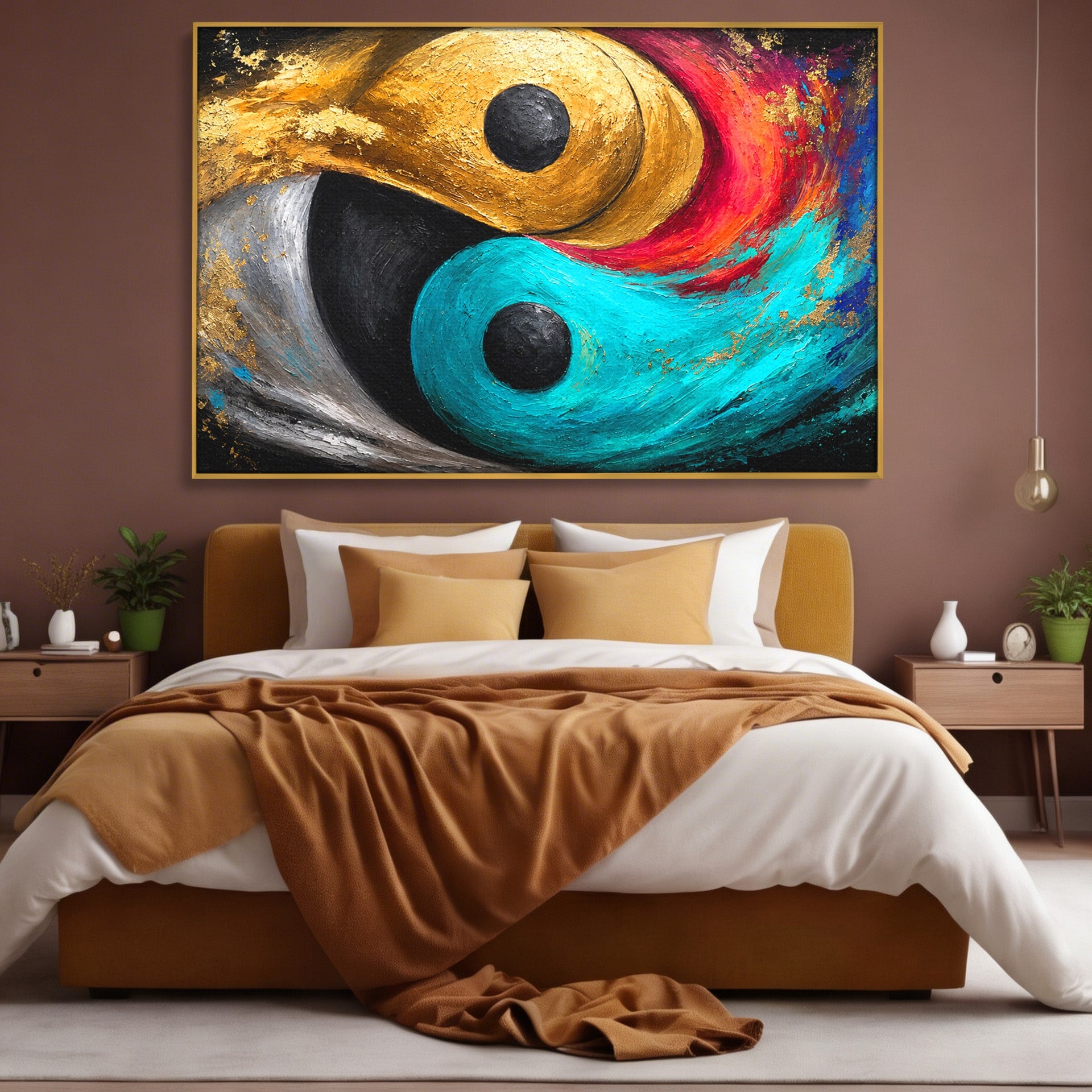 Tablou Canvas Premium LuxCanva® C1357, Echilibrul Yin Si Yang, Yin Yang, Abstract, Energie, Armonie, Living, Culori Vibrante