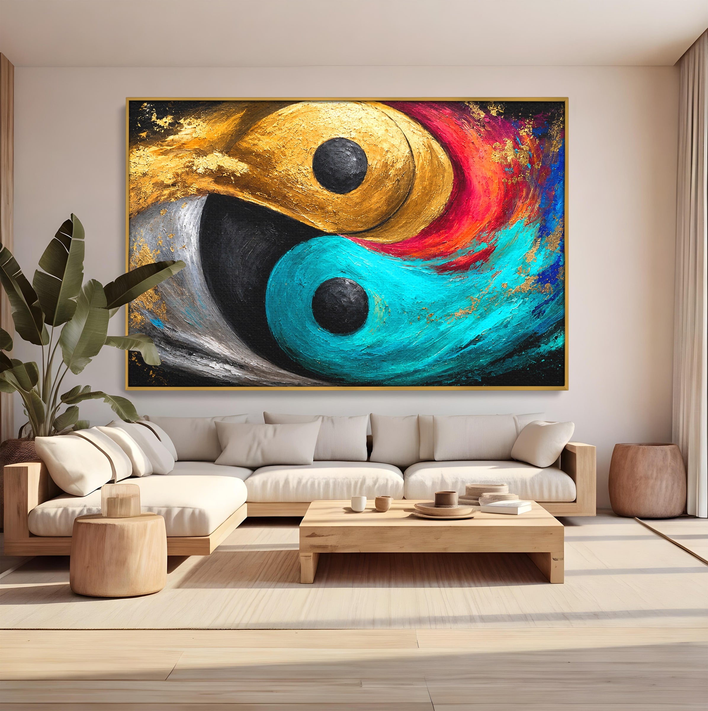 Tablou Canvas Premium LuxCanva® C1357, Echilibrul Yin Si Yang, Yin Yang, Abstract, Energie, Armonie, Living, Culori Vibrante
