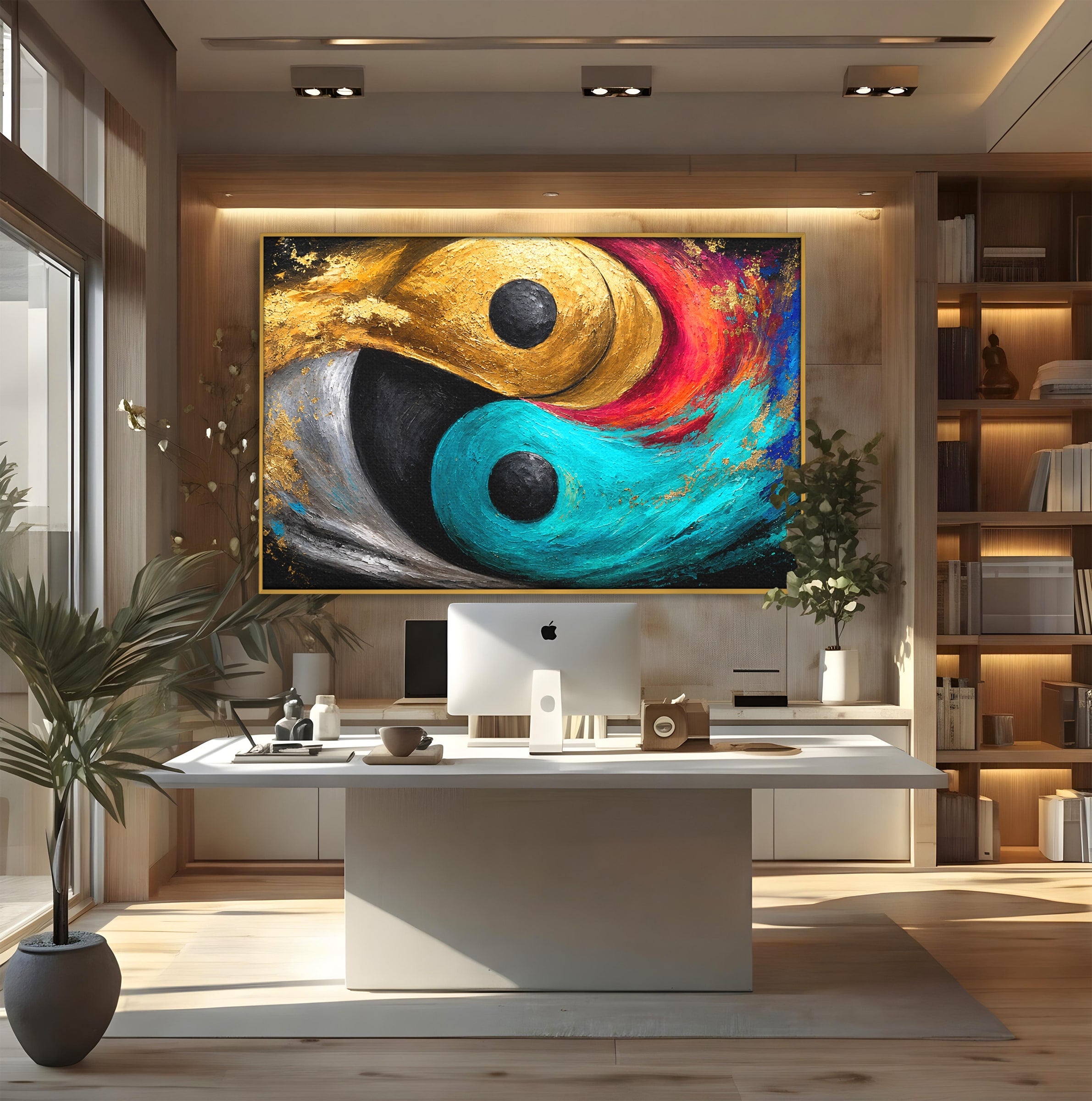 Tablou Canvas Premium LuxCanva® C1357, Echilibrul Yin Si Yang, Yin Yang, Abstract, Energie, Armonie, Living, Culori Vibrante