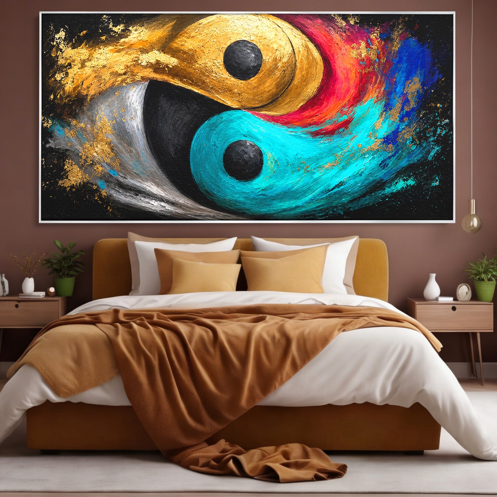 Tablou Canvas Premium LuxCanva® C1357, Echilibrul Yin Si Yang, Yin Yang, Abstract, Energie, Armonie, Living, Culori Vibrante
