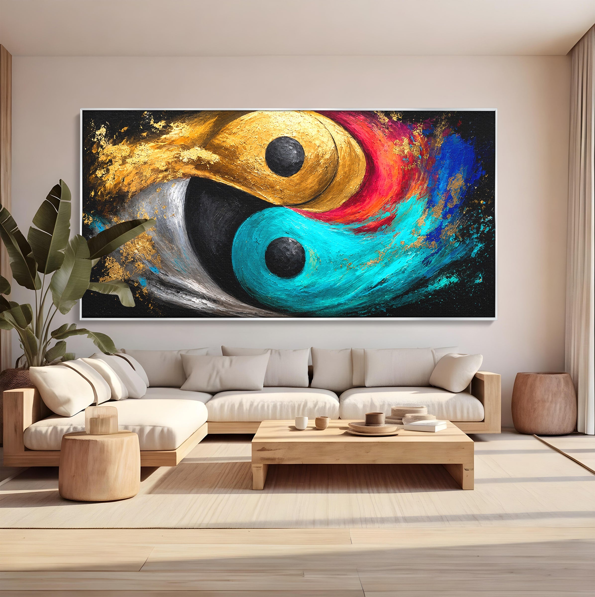 Tablou Canvas Premium LuxCanva® C1357, Echilibrul Yin Si Yang, Yin Yang, Abstract, Energie, Armonie, Living, Culori Vibrante