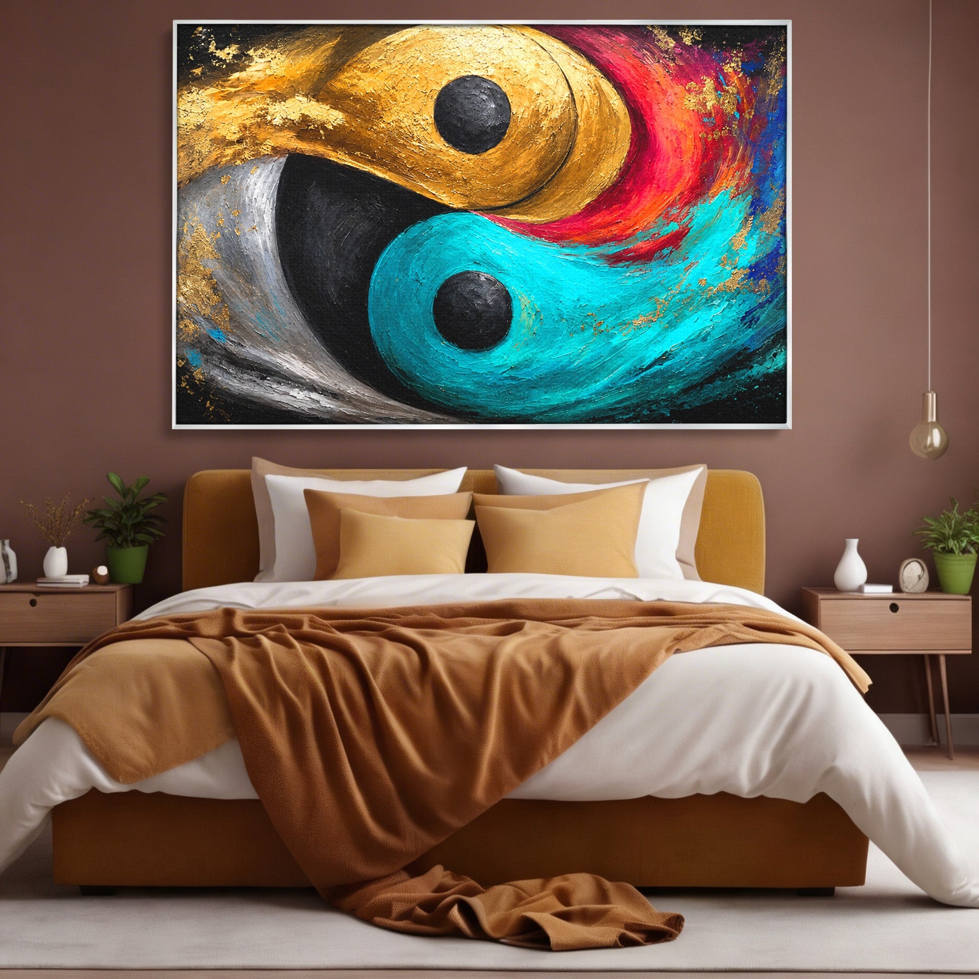 Tablou Canvas Premium LuxCanva® C1357, Echilibrul Yin Si Yang, Yin Yang, Abstract, Energie, Armonie, Living, Culori Vibrante