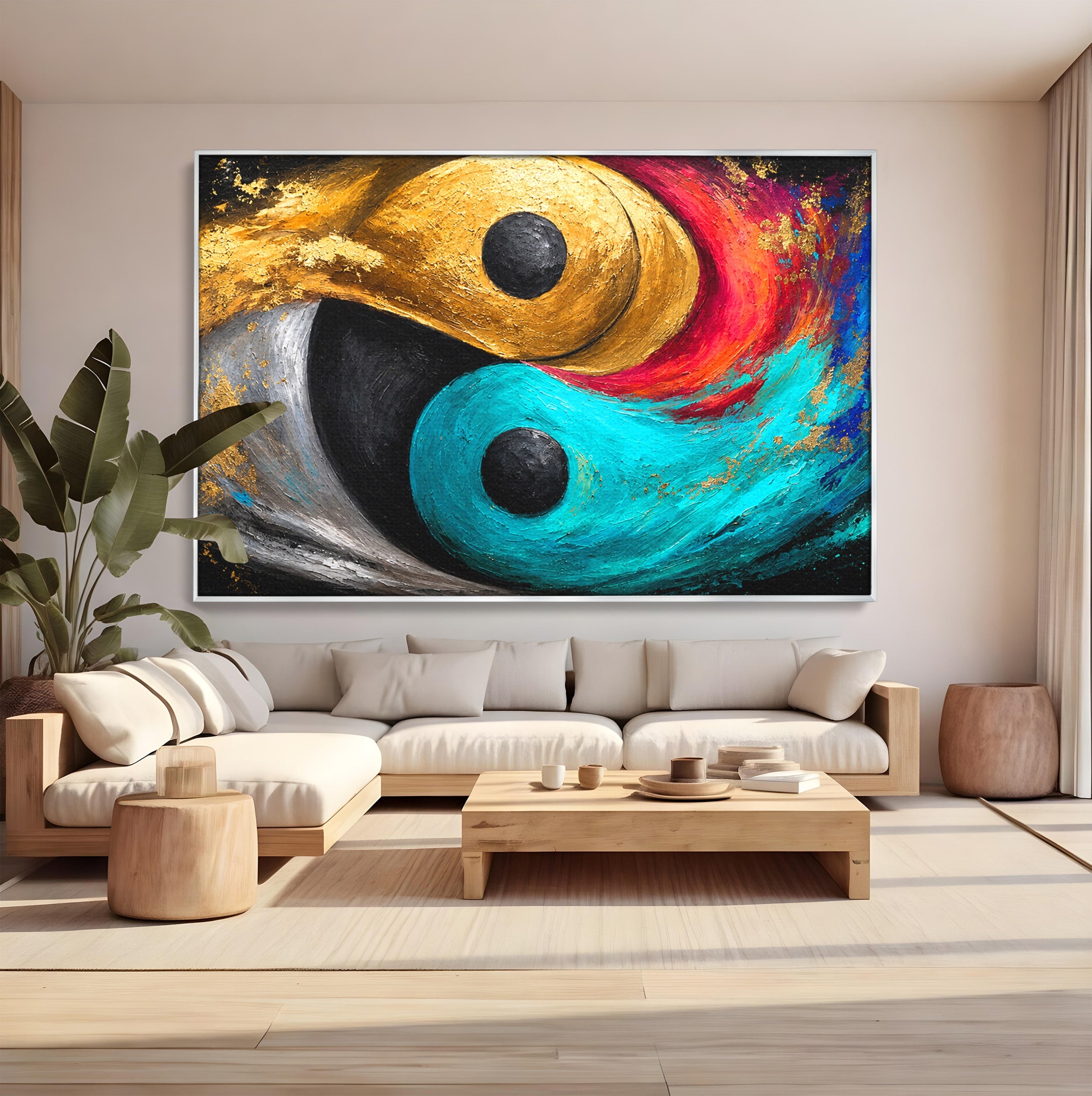 Tablou Canvas Premium LuxCanva® C1357, Echilibrul Yin Si Yang, Yin Yang, Abstract, Energie, Armonie, Living, Culori Vibrante