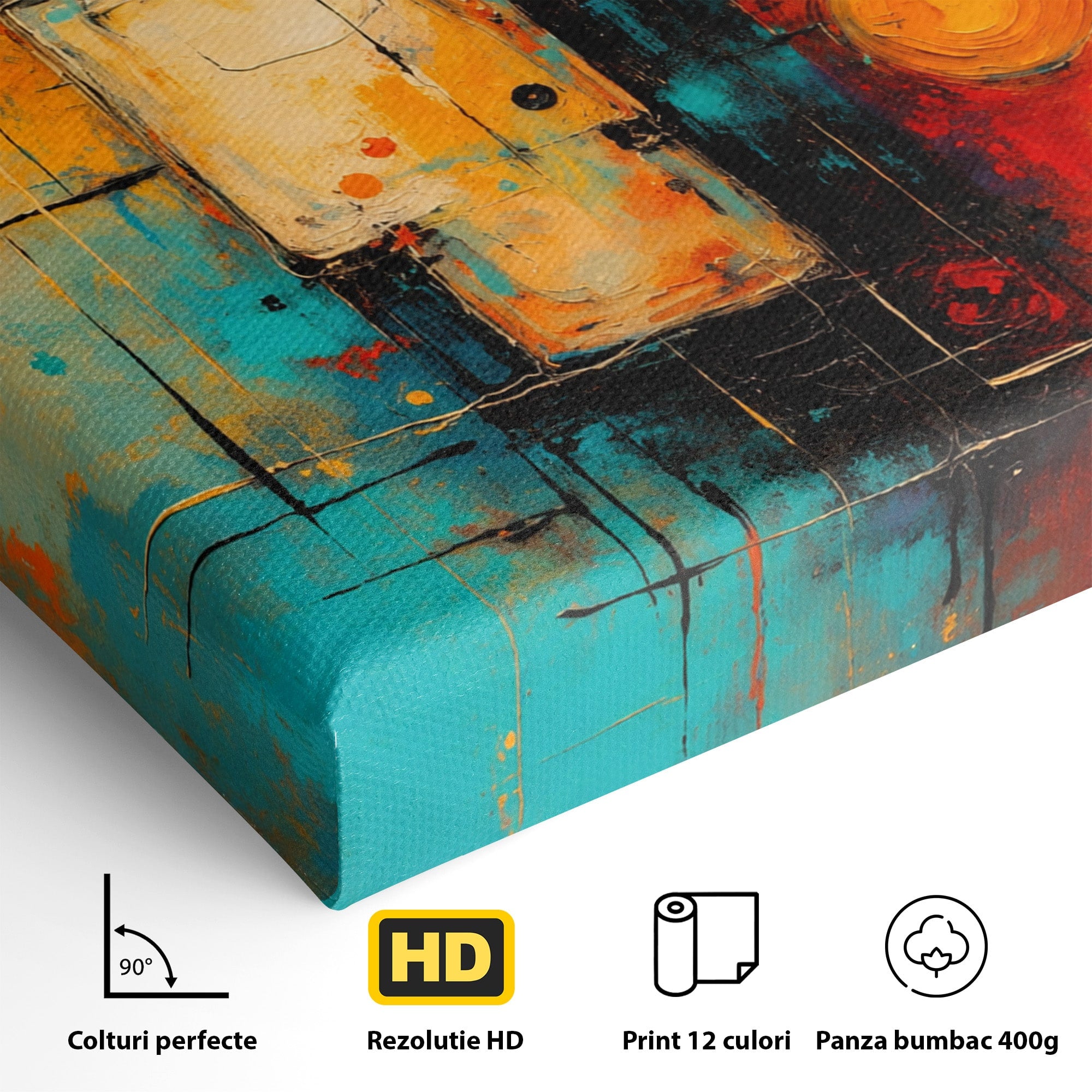 Tablou Canvas Premium LuxCanva® C1358, Compozitie Abstrata Cu Cercuri, Abstract, Cercuri, Modern, Arta, Birou, Culori Vibrante