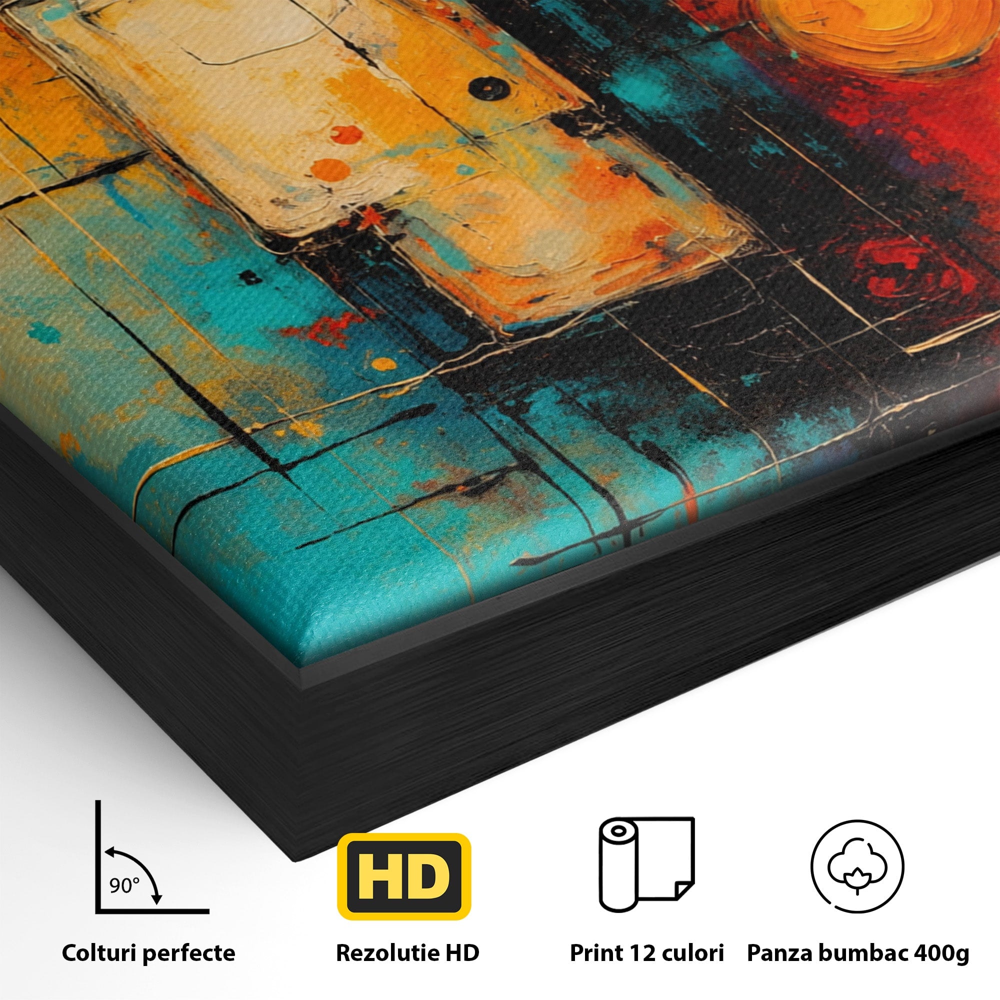 Tablou Canvas Premium LuxCanva® C1358, Compozitie Abstrata Cu Cercuri, Abstract, Cercuri, Modern, Arta, Birou, Culori Vibrante