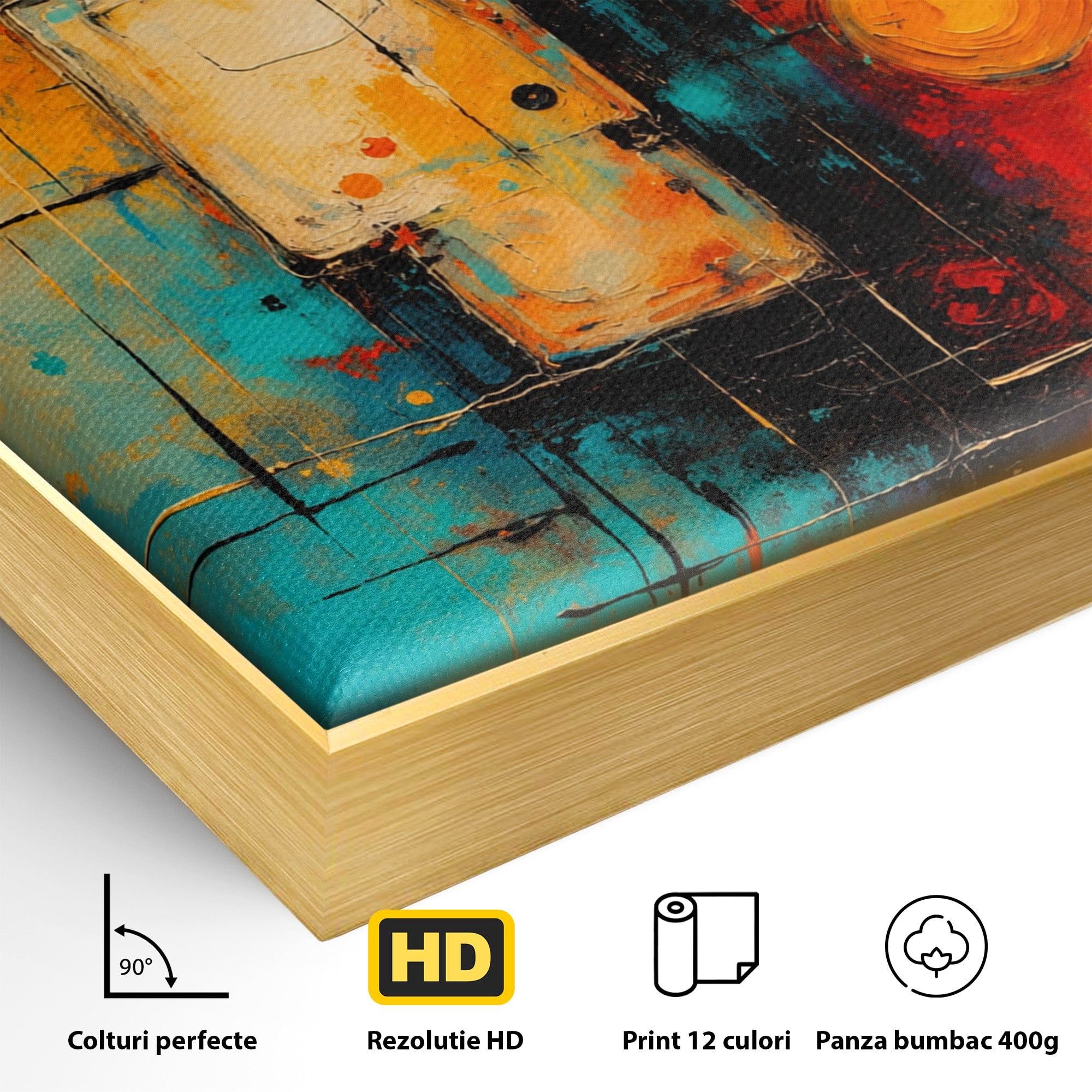Tablou Canvas Premium LuxCanva® C1358, Compozitie Abstrata Cu Cercuri, Abstract, Cercuri, Modern, Arta, Birou, Culori Vibrante