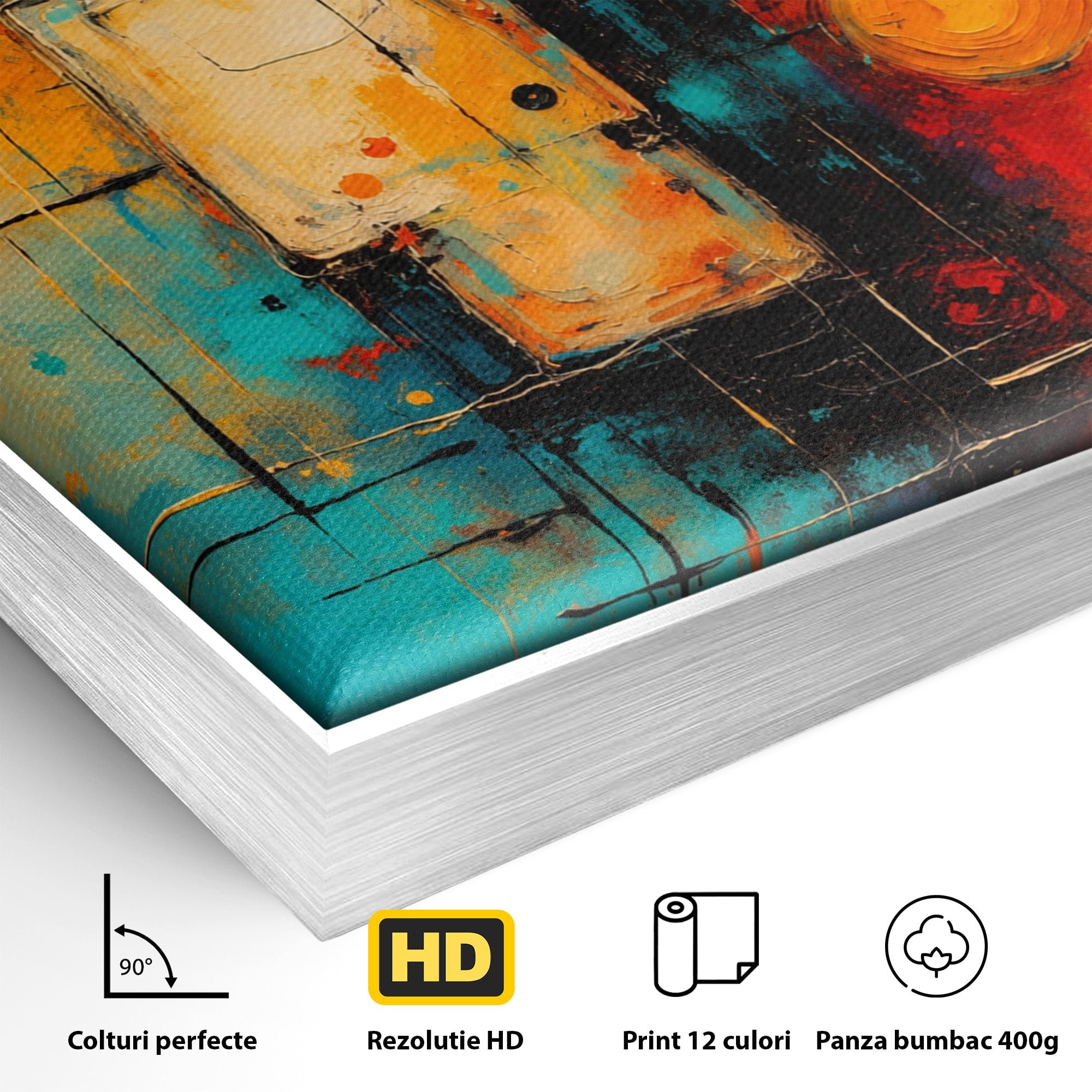 Tablou Canvas Premium LuxCanva® C1358, Compozitie Abstrata Cu Cercuri, Abstract, Cercuri, Modern, Arta, Birou, Culori Vibrante
