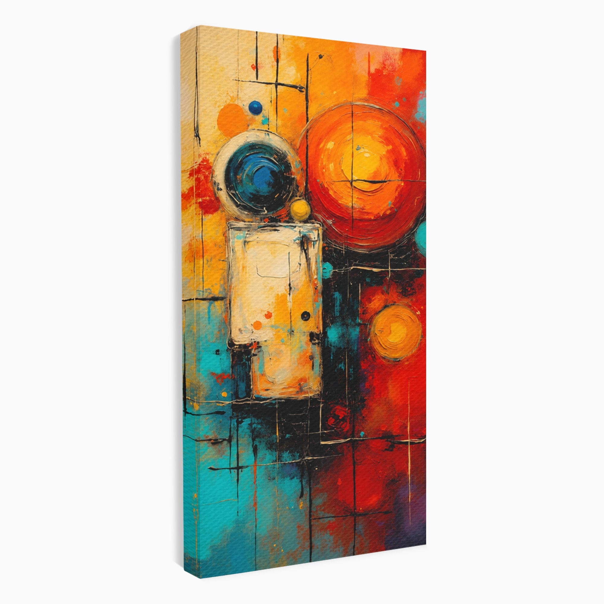 Tablou Canvas Premium LuxCanva® C1358, Compozitie Abstrata Cu Cercuri, Abstract, Cercuri, Modern, Arta, Birou, Culori Vibrante