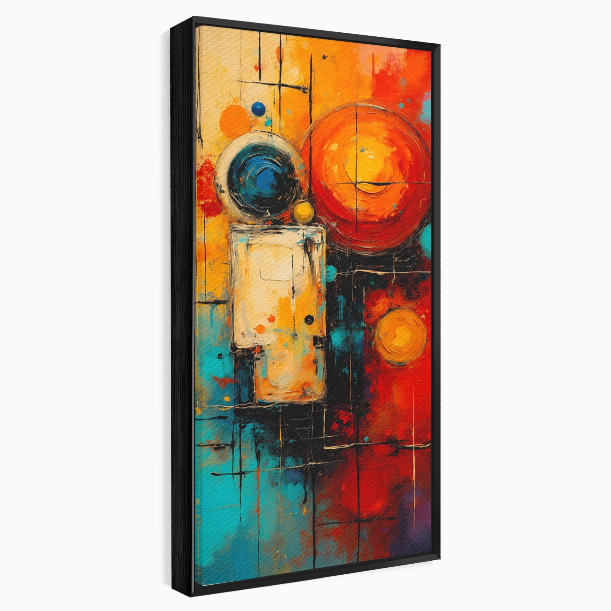 Tablou Canvas Premium LuxCanva® C1358, Compozitie Abstrata Cu Cercuri, Abstract, Cercuri, Modern, Arta, Birou, Culori Vibrante