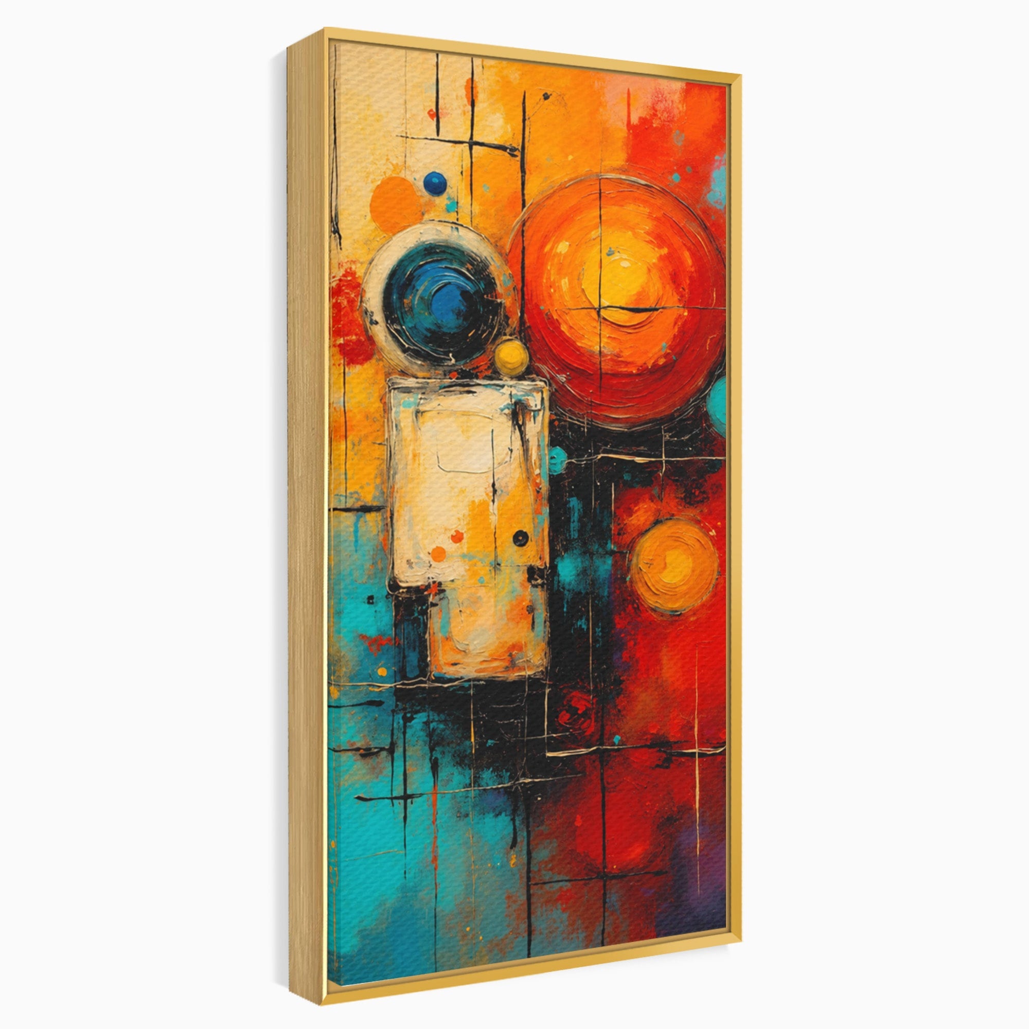 Tablou Canvas Premium LuxCanva® C1358, Compozitie Abstrata Cu Cercuri, Abstract, Cercuri, Modern, Arta, Birou, Culori Vibrante