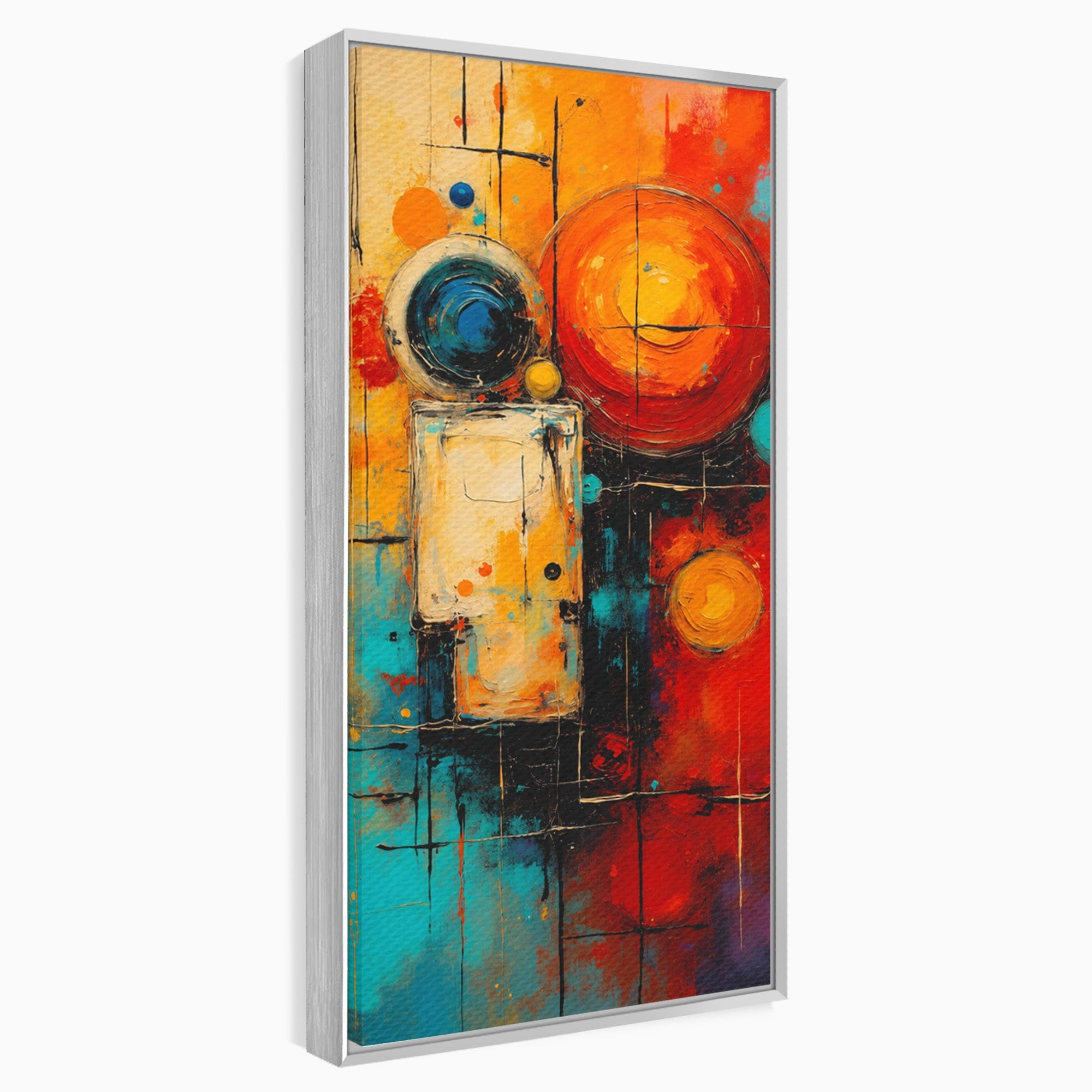 Tablou Canvas Premium LuxCanva® C1358, Compozitie Abstrata Cu Cercuri, Abstract, Cercuri, Modern, Arta, Birou, Culori Vibrante