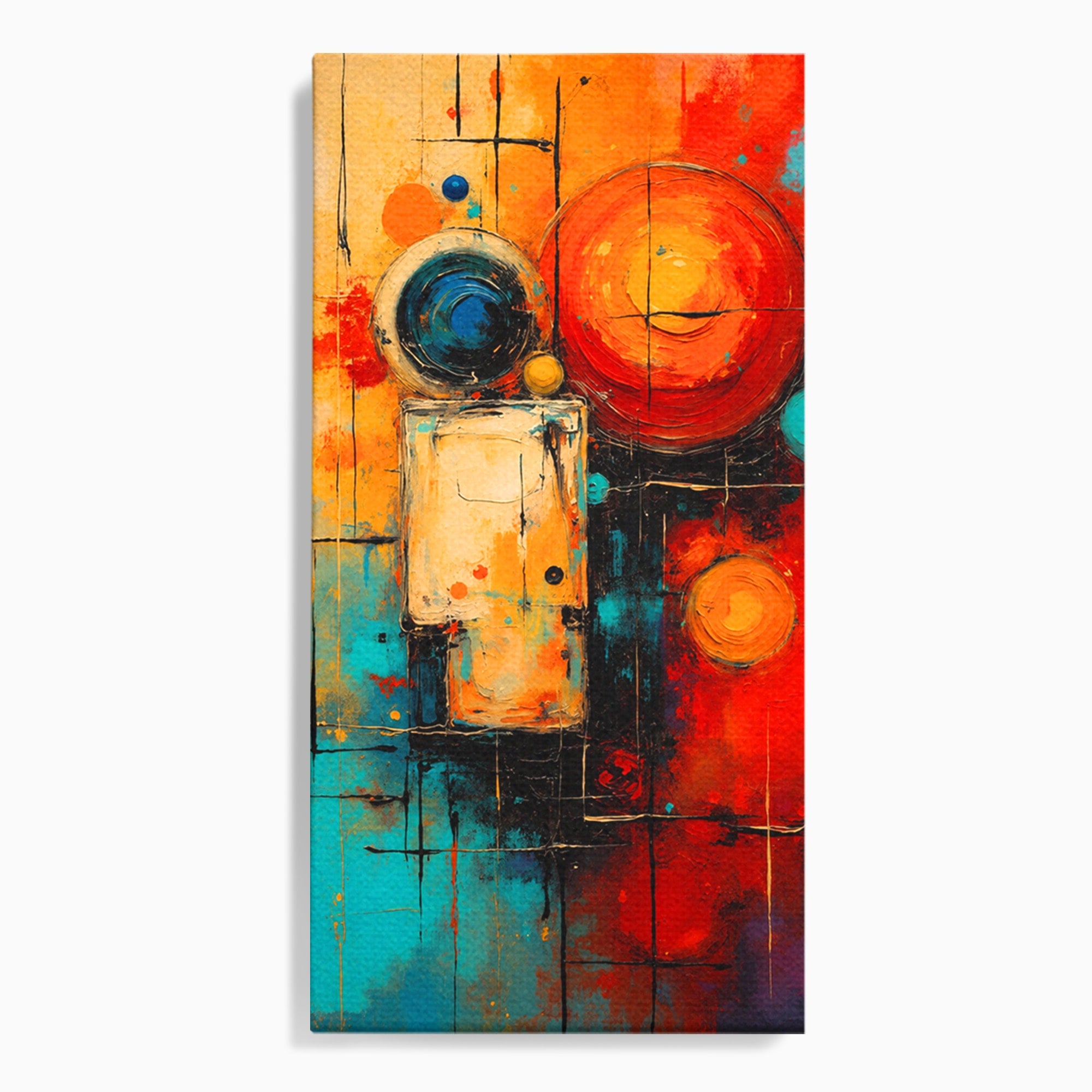 Tablou Canvas Premium LuxCanva® C1358, Compozitie Abstrata Cu Cercuri, Abstract, Cercuri, Modern, Arta, Birou, Culori Vibrante