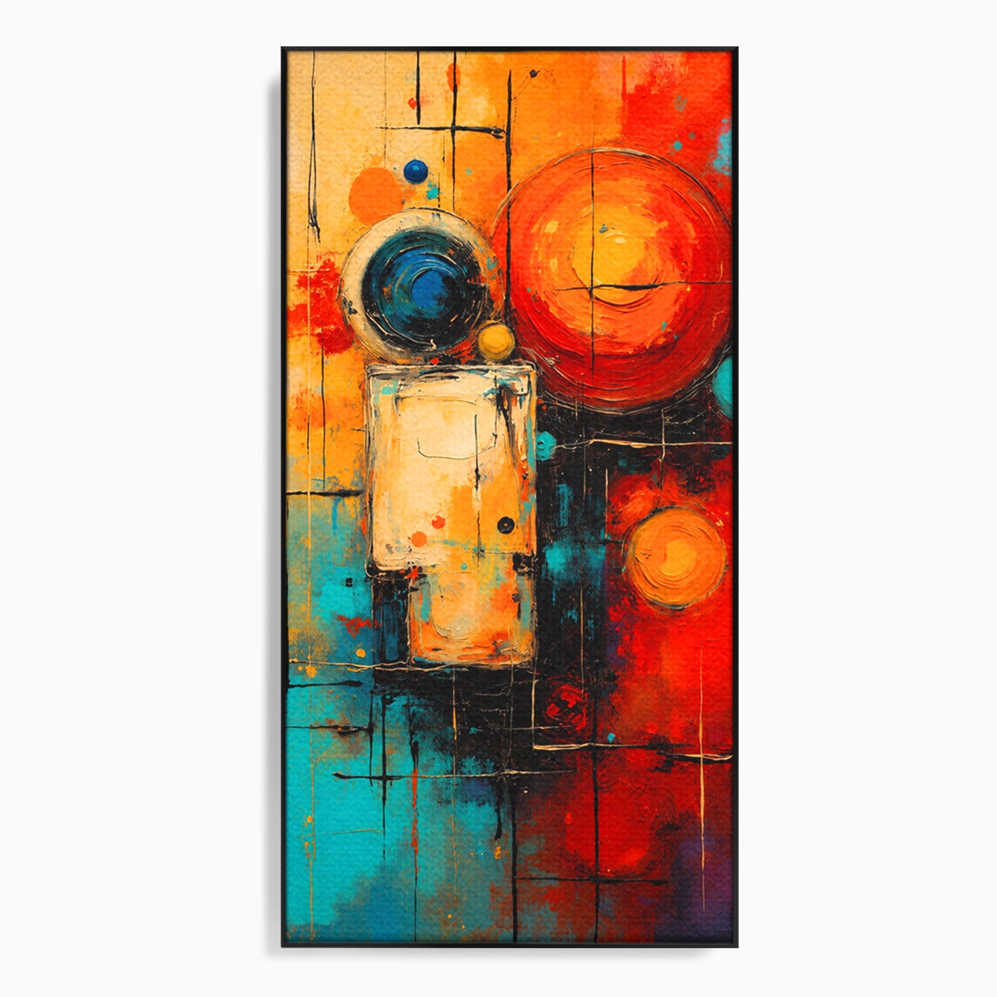 Tablou Canvas Premium LuxCanva® C1358, Compozitie Abstrata Cu Cercuri, Abstract, Cercuri, Modern, Arta, Birou, Culori Vibrante