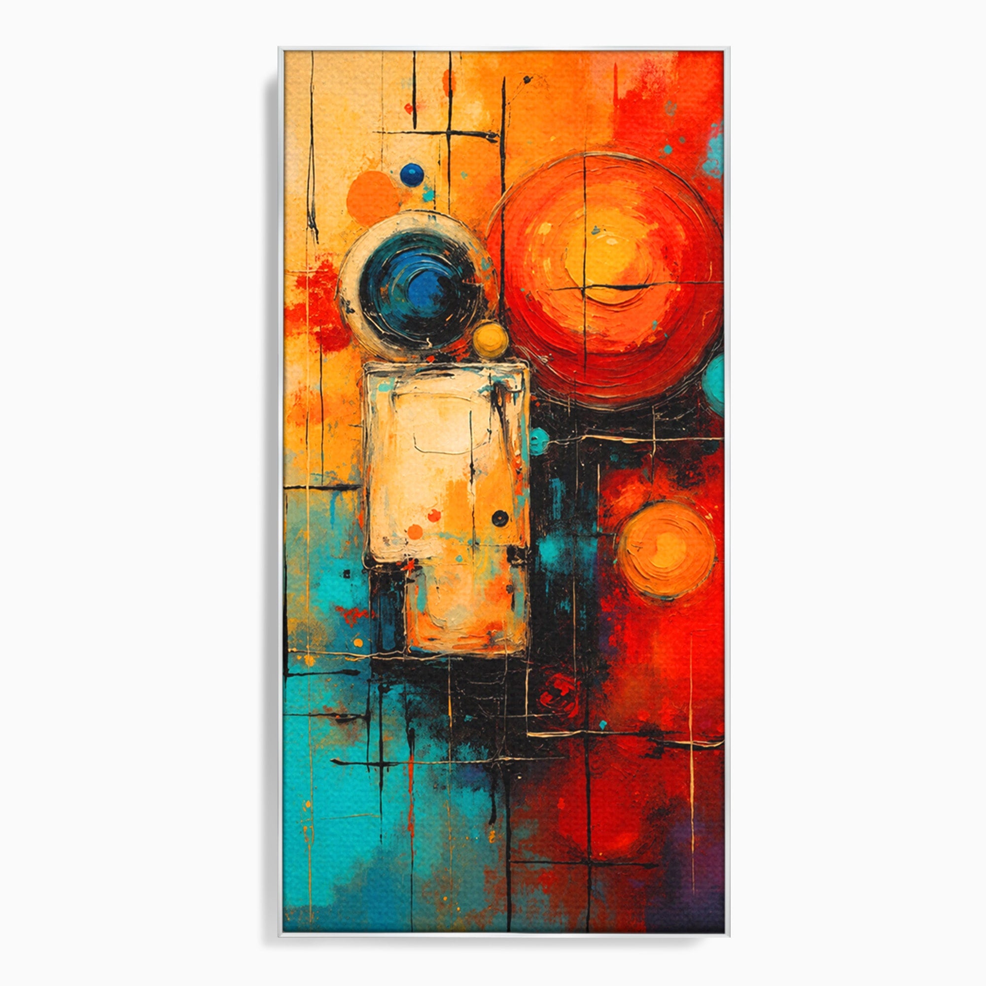 Tablou Canvas Premium LuxCanva® C1358, Compozitie Abstrata Cu Cercuri, Abstract, Cercuri, Modern, Arta, Birou, Culori Vibrante