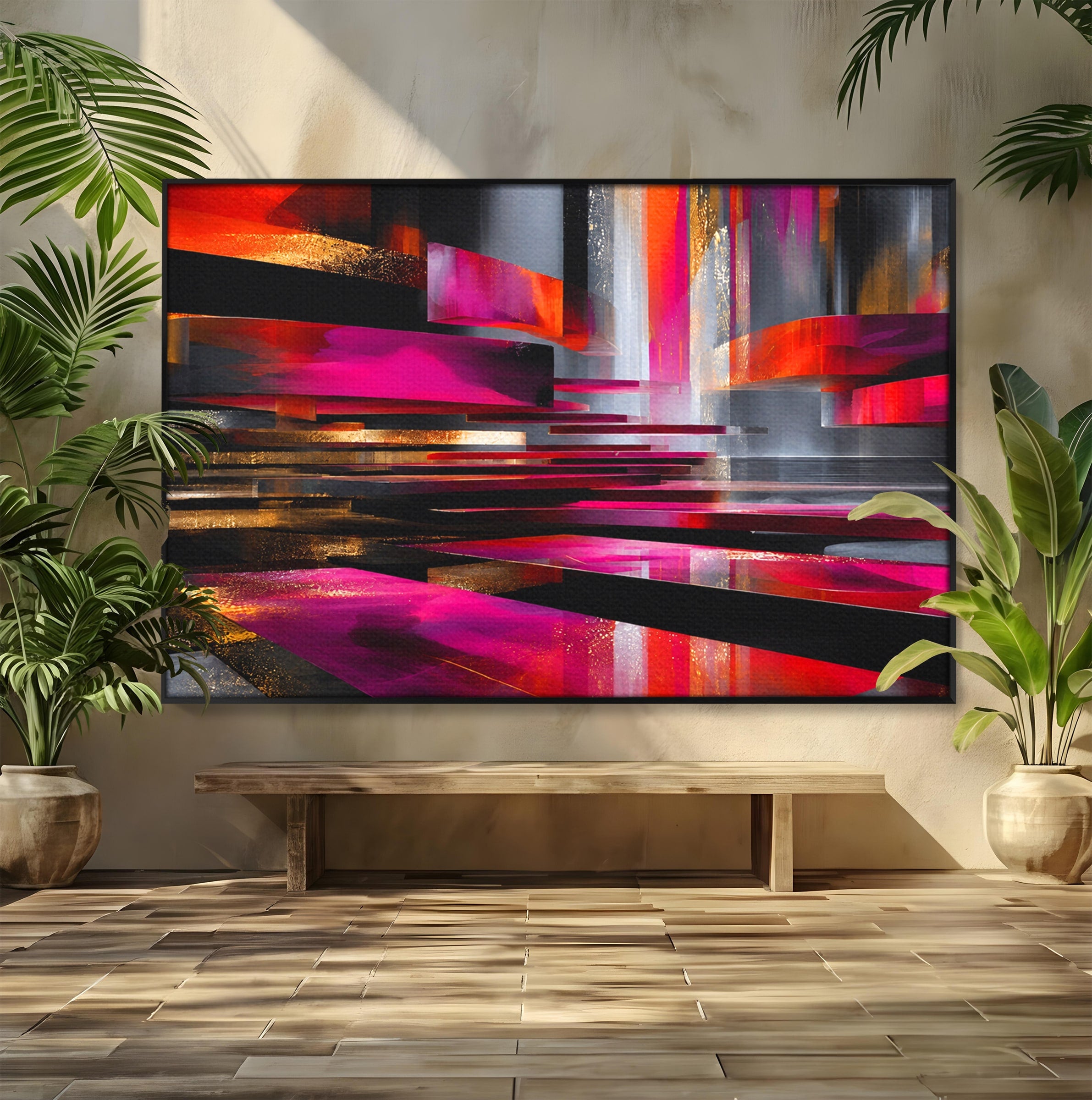 Tablou Canvas Premium LuxCanva® C1360, Arhitectura Abstracta, Abstract, Arhitectura, Modern, Living, Birou, Culori Vibrante