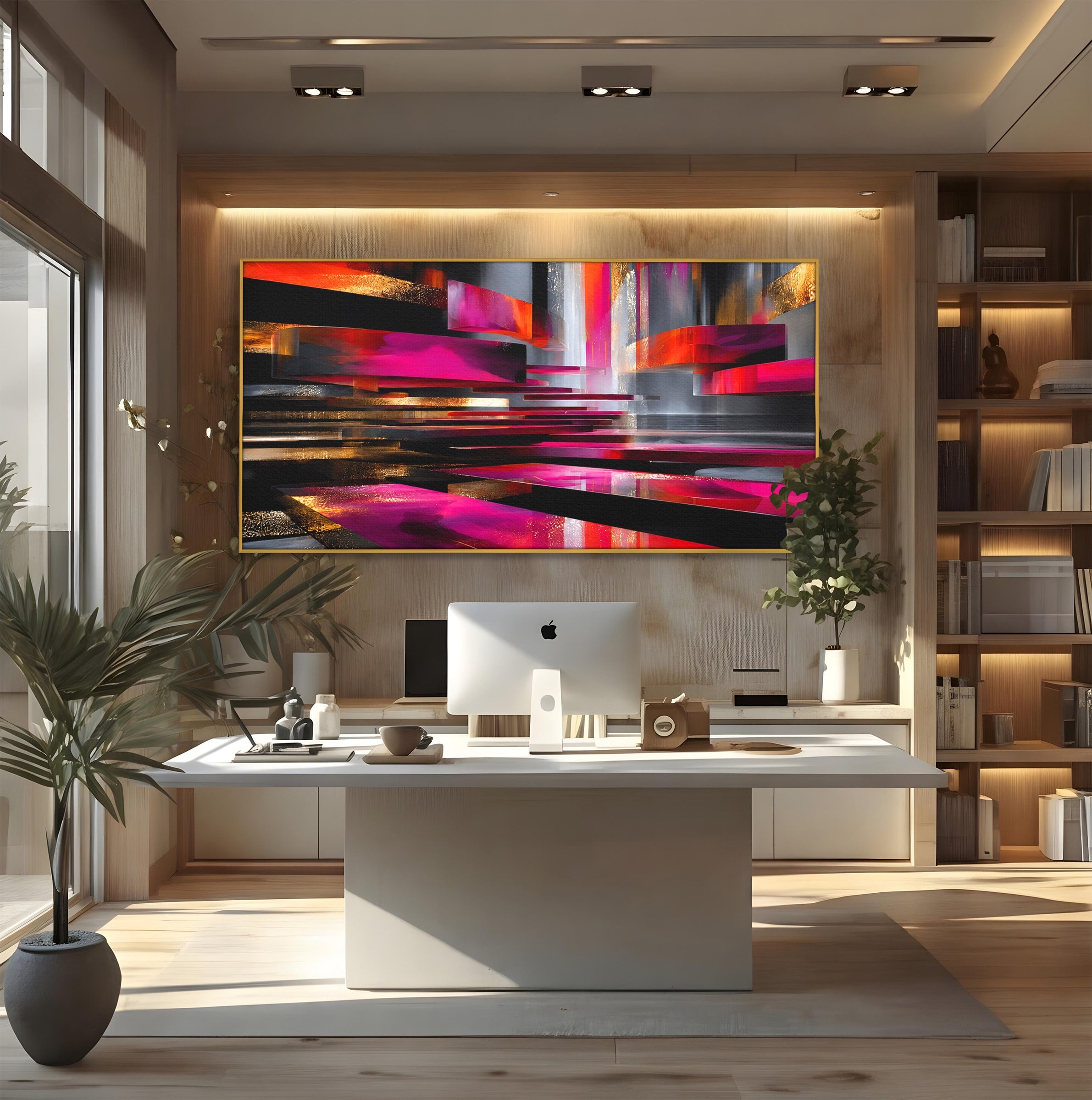 Tablou Canvas Premium LuxCanva® C1360, Arhitectura Abstracta, Abstract, Arhitectura, Modern, Living, Birou, Culori Vibrante