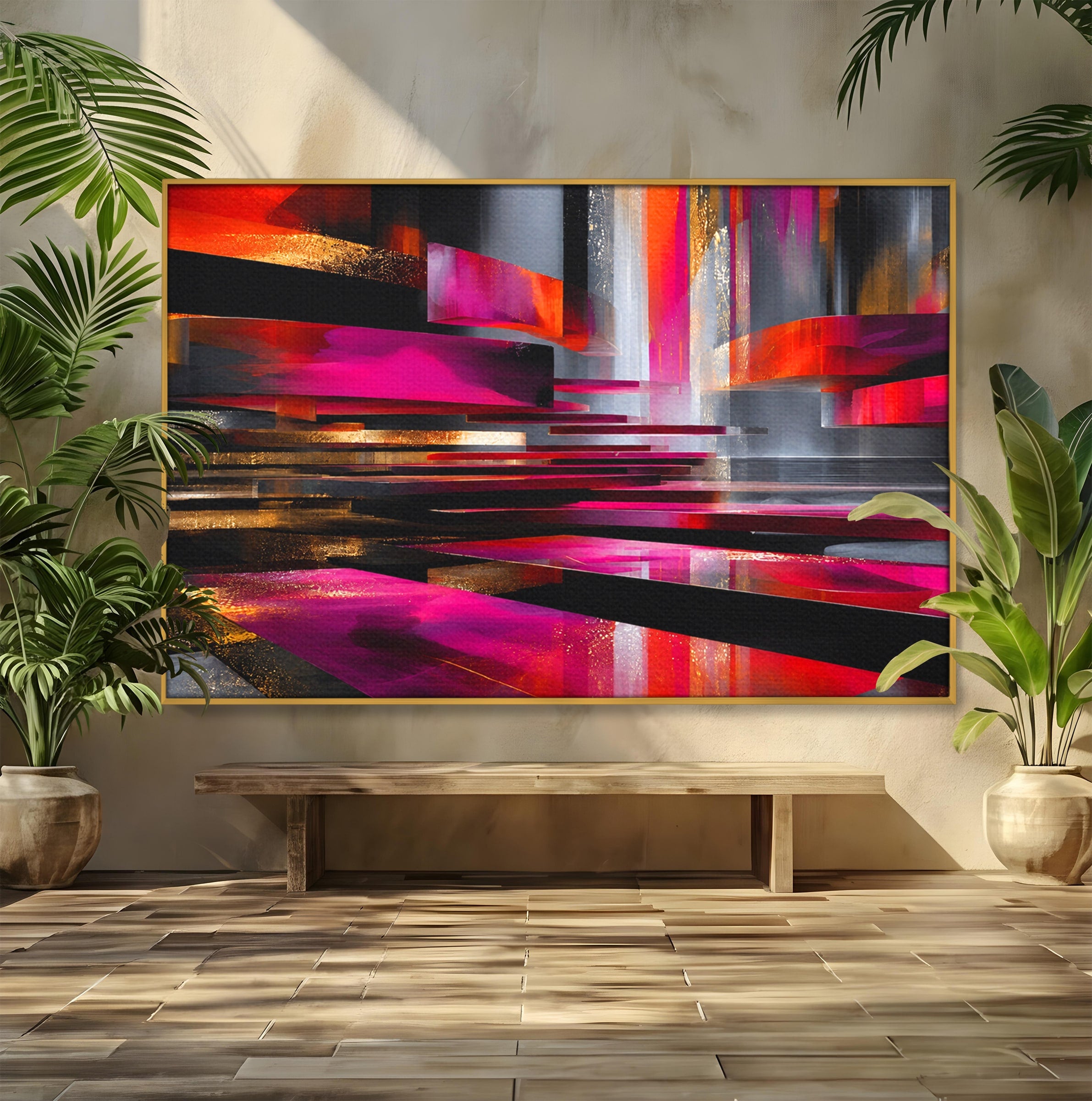 Tablou Canvas Premium LuxCanva® C1360, Arhitectura Abstracta, Abstract, Arhitectura, Modern, Living, Birou, Culori Vibrante