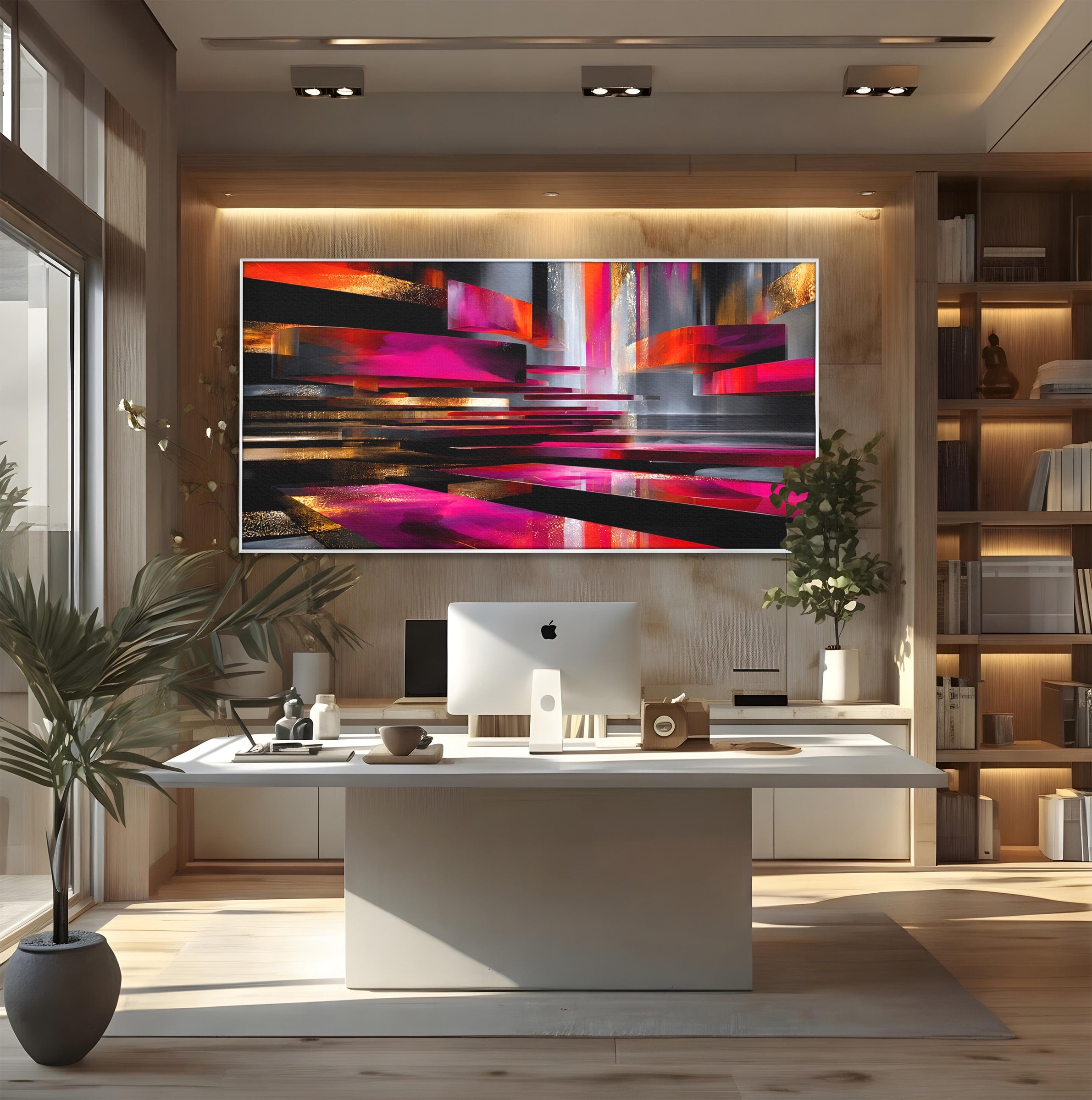 Tablou Canvas Premium LuxCanva® C1360, Arhitectura Abstracta, Abstract, Arhitectura, Modern, Living, Birou, Culori Vibrante