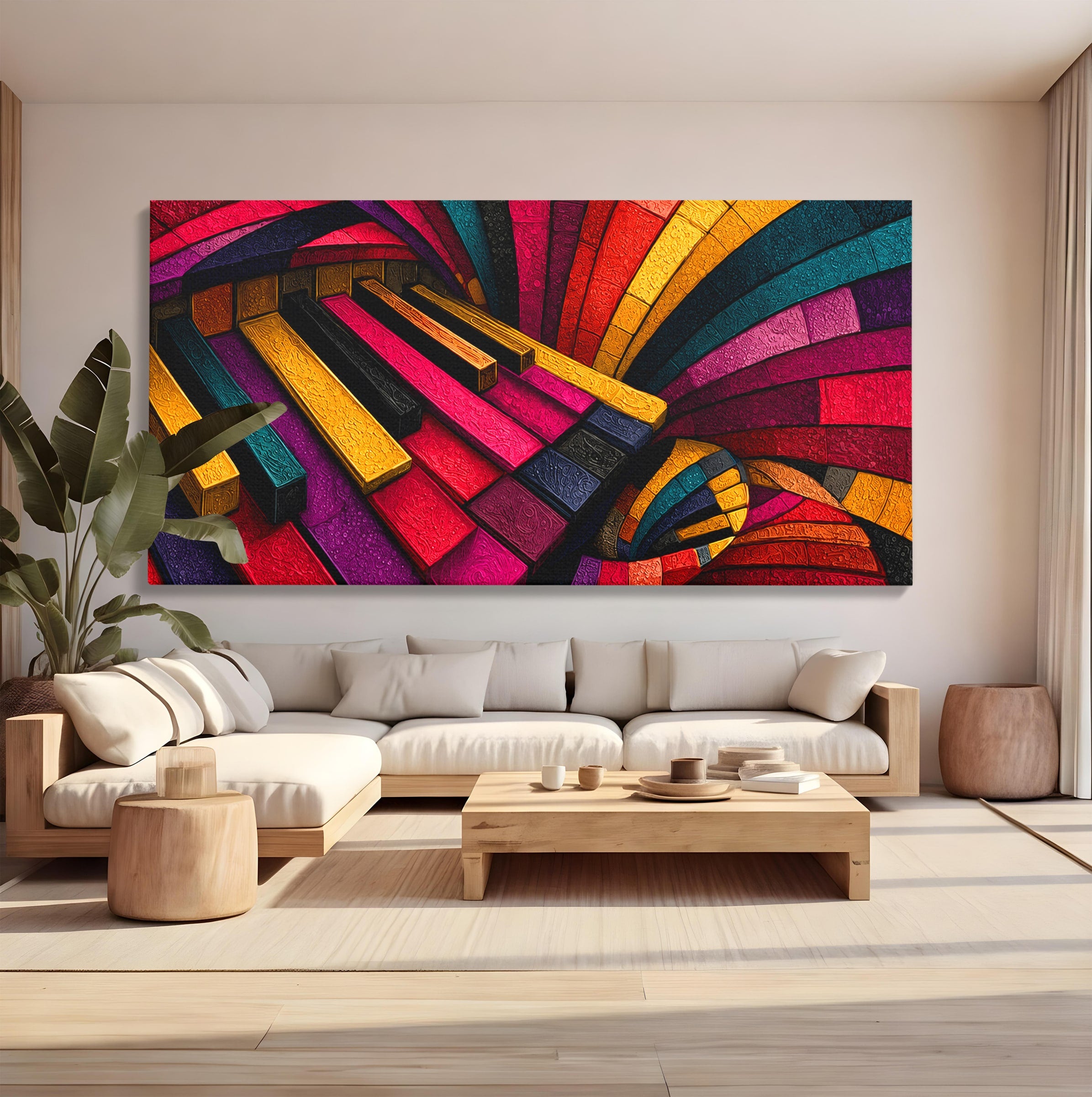 Tablou Canvas Premium LuxCanva® C1361, Pian Abstract, Pian, Abstract, Arta, Colorat, Living, Culori Vibrante