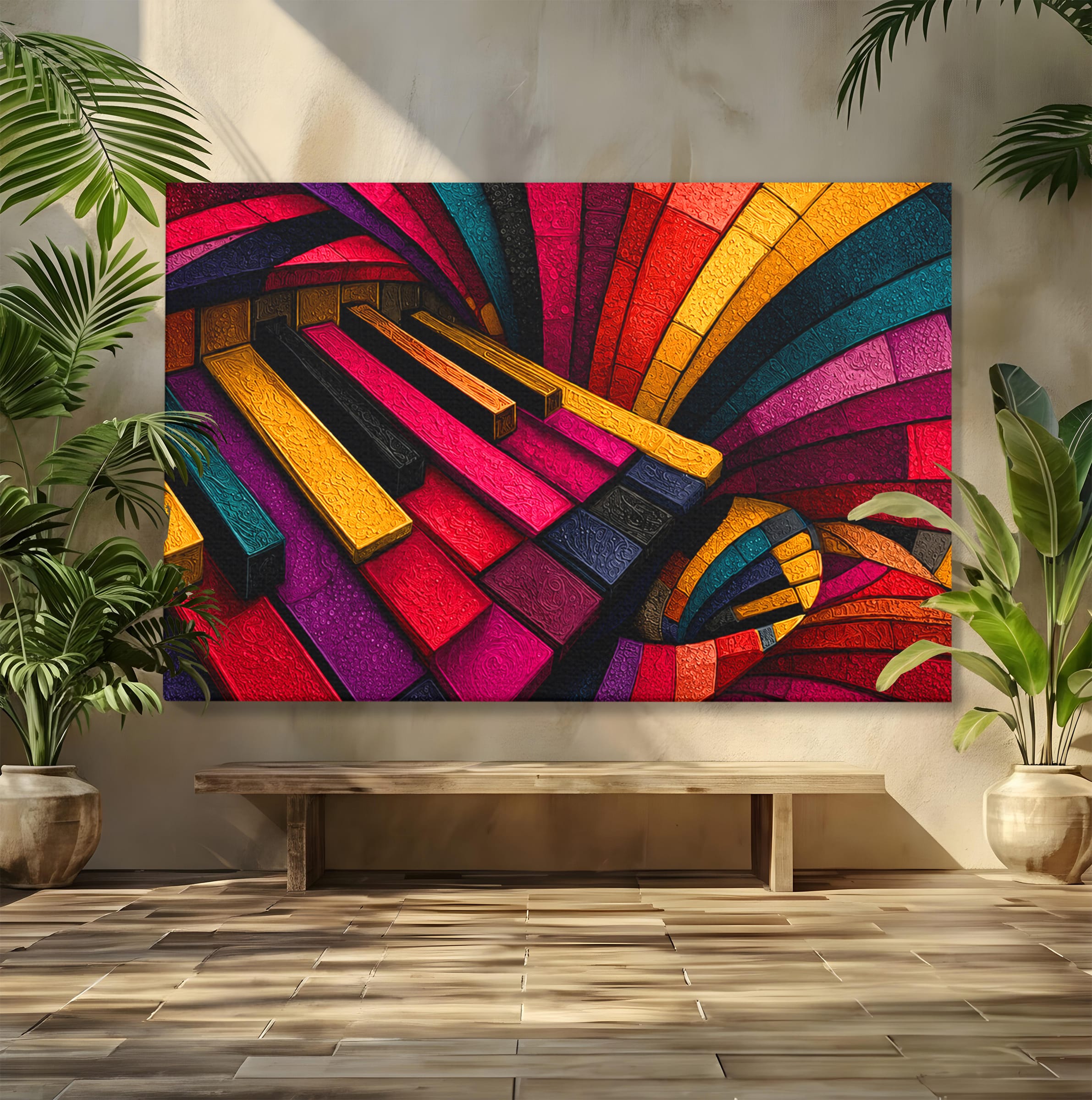 Tablou Canvas Premium LuxCanva® C1361, Pian Abstract, Pian, Abstract, Arta, Colorat, Living, Culori Vibrante