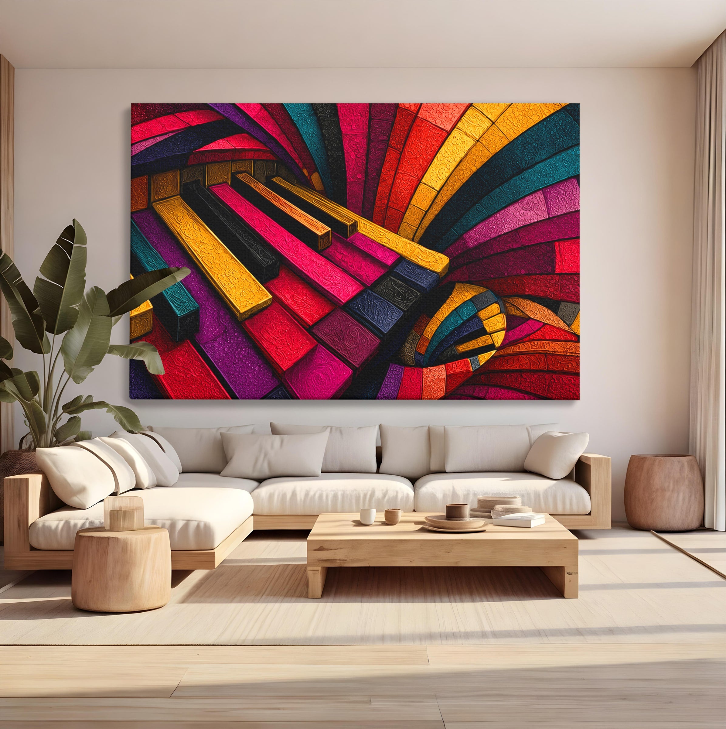 Tablou Canvas Premium LuxCanva® C1361, Pian Abstract, Pian, Abstract, Arta, Colorat, Living, Culori Vibrante
