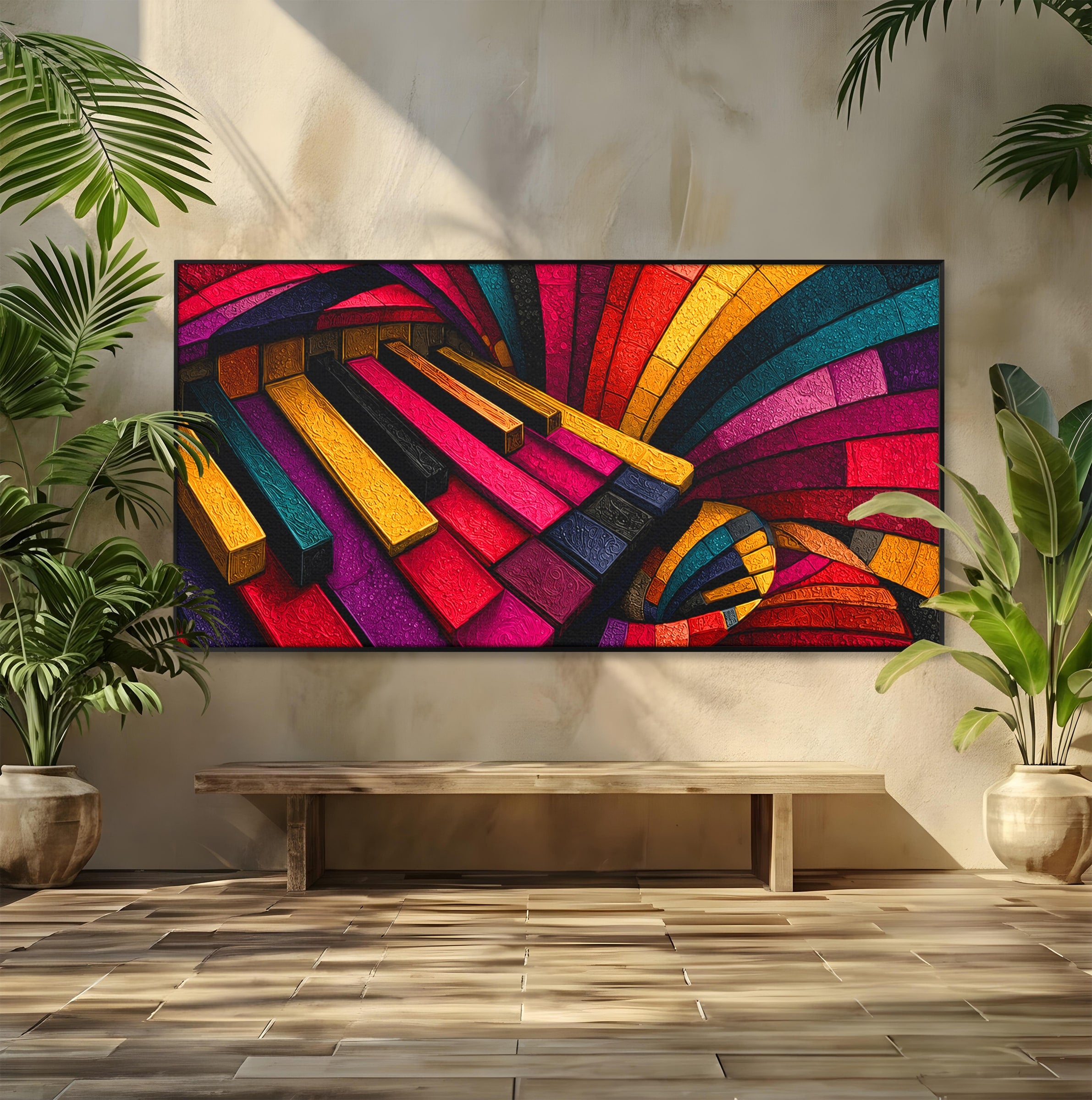 Tablou Canvas Premium LuxCanva® C1361, Pian Abstract, Pian, Abstract, Arta, Colorat, Living, Culori Vibrante