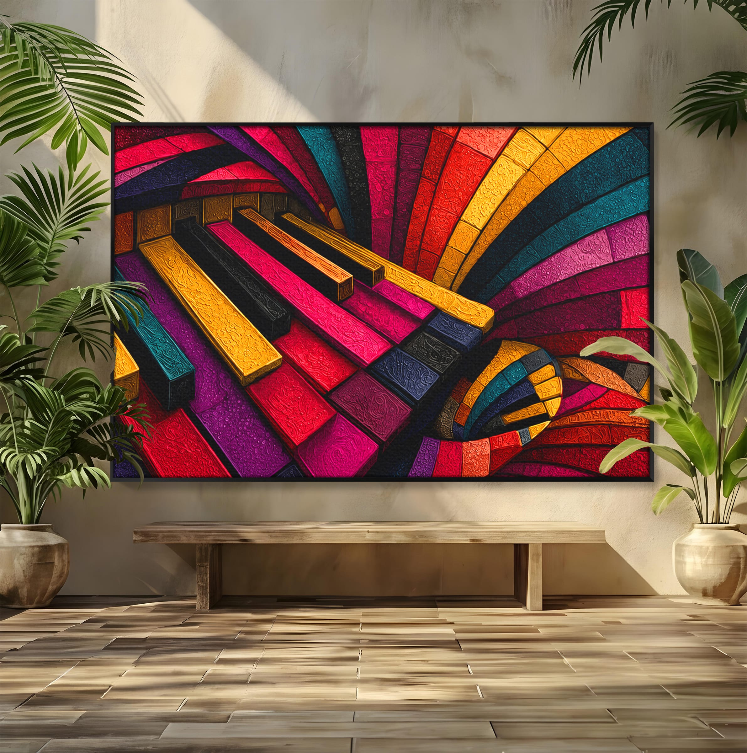 Tablou Canvas Premium LuxCanva® C1361, Pian Abstract, Pian, Abstract, Arta, Colorat, Living, Culori Vibrante