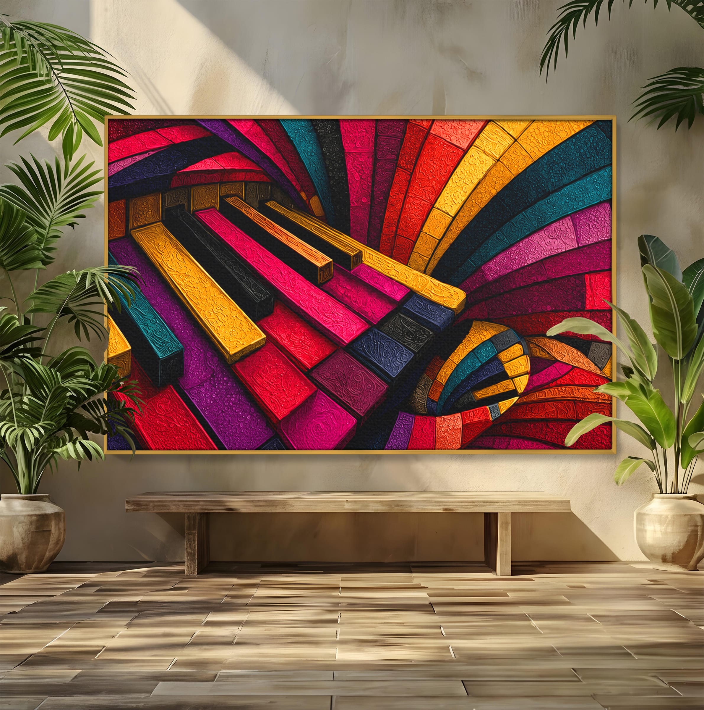 Tablou Canvas Premium LuxCanva® C1361, Pian Abstract, Pian, Abstract, Arta, Colorat, Living, Culori Vibrante
