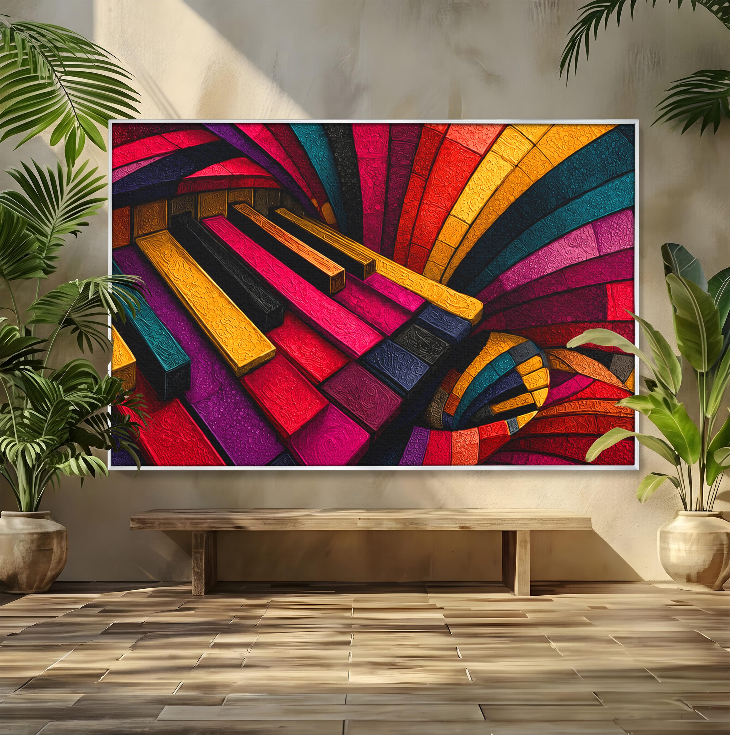 Tablou Canvas Premium LuxCanva® C1361, Pian Abstract, Pian, Abstract, Arta, Colorat, Living, Culori Vibrante