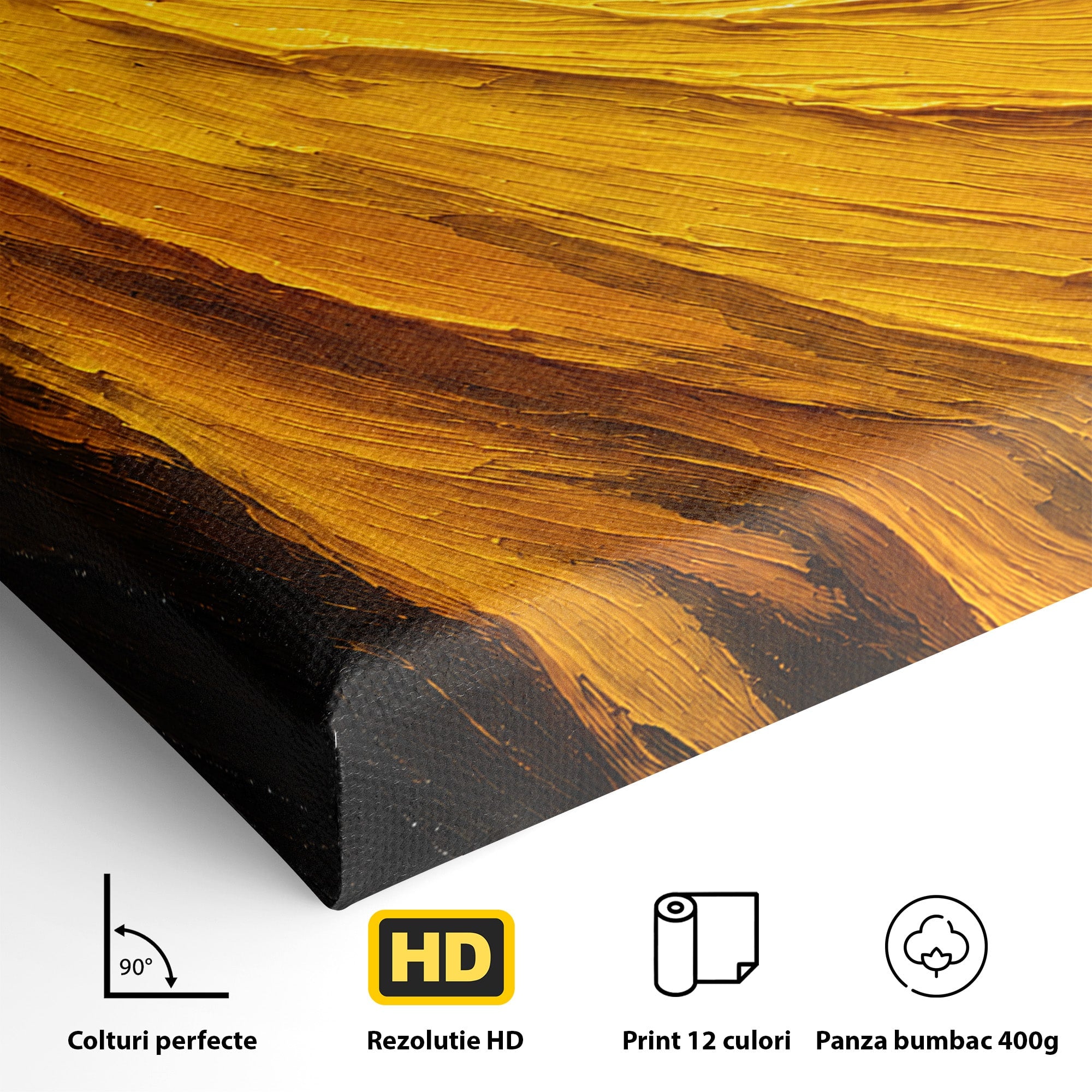 Tablou Canvas Premium LuxCanva® C1362, Vortex Auriu, Abstract, Vortex, Textura, Arta Moderna, Living, Culori Vibrante