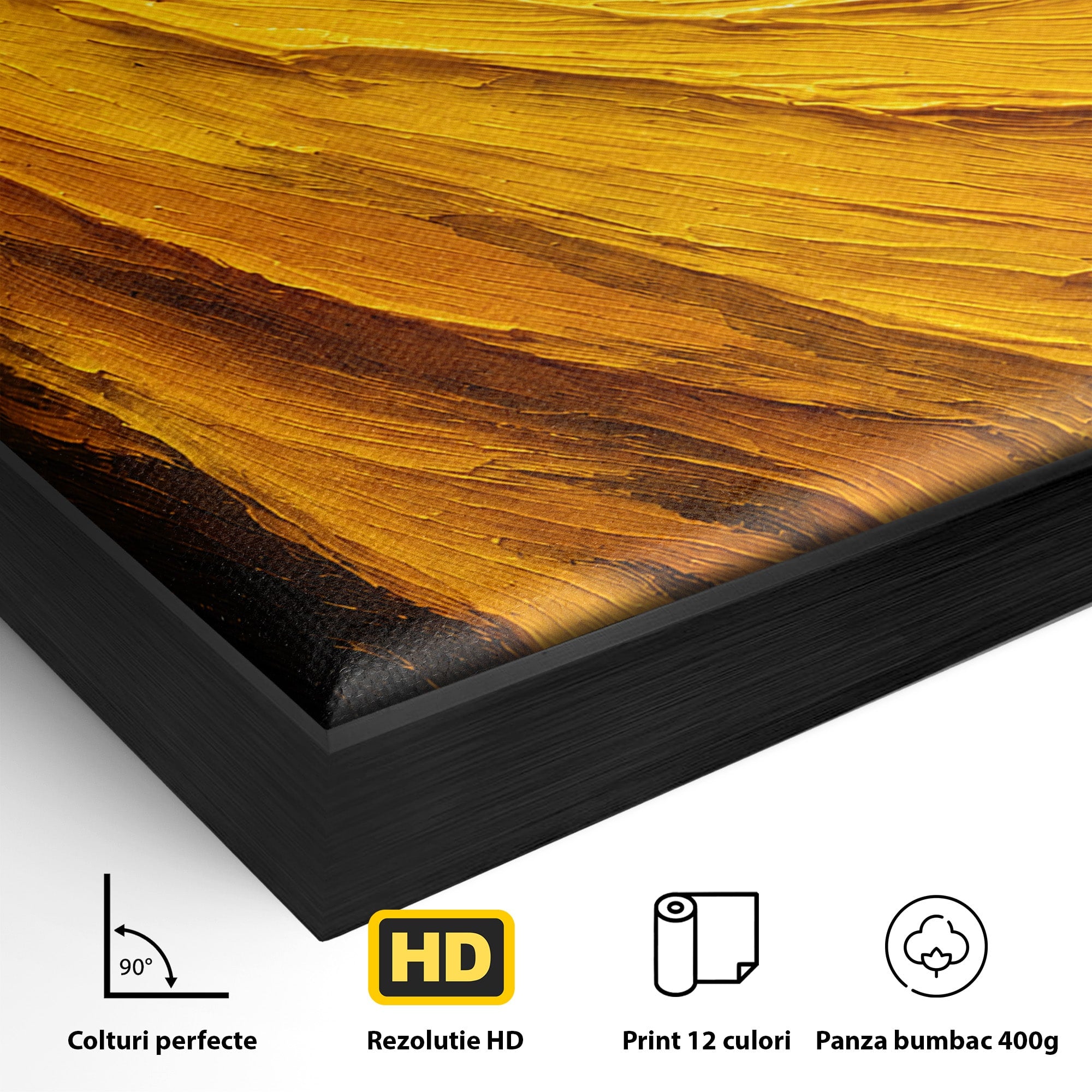 Tablou Canvas Premium LuxCanva® C1362, Vortex Auriu, Abstract, Vortex, Textura, Arta Moderna, Living, Culori Vibrante