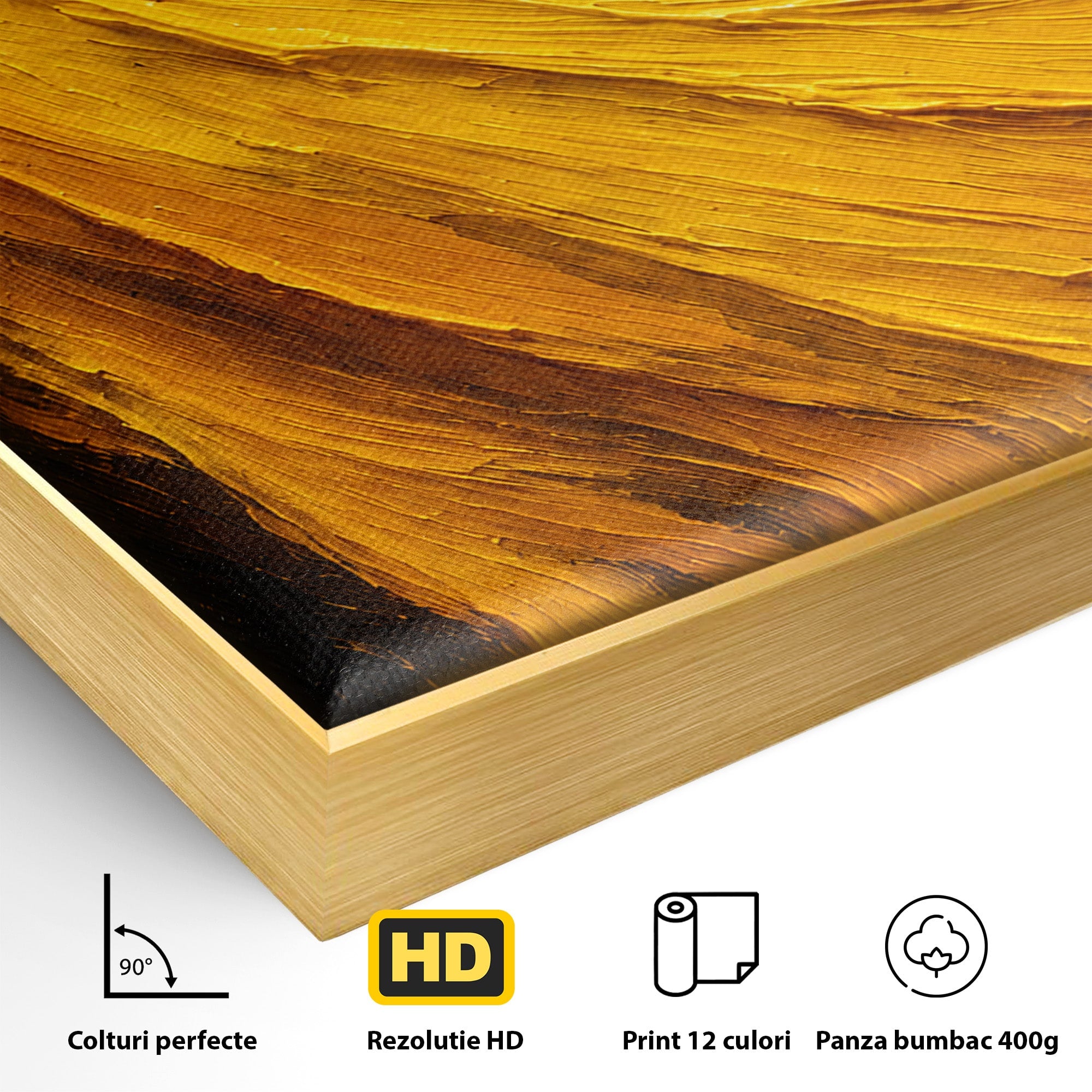 Tablou Canvas Premium LuxCanva® C1362, Vortex Auriu, Abstract, Vortex, Textura, Arta Moderna, Living, Culori Vibrante