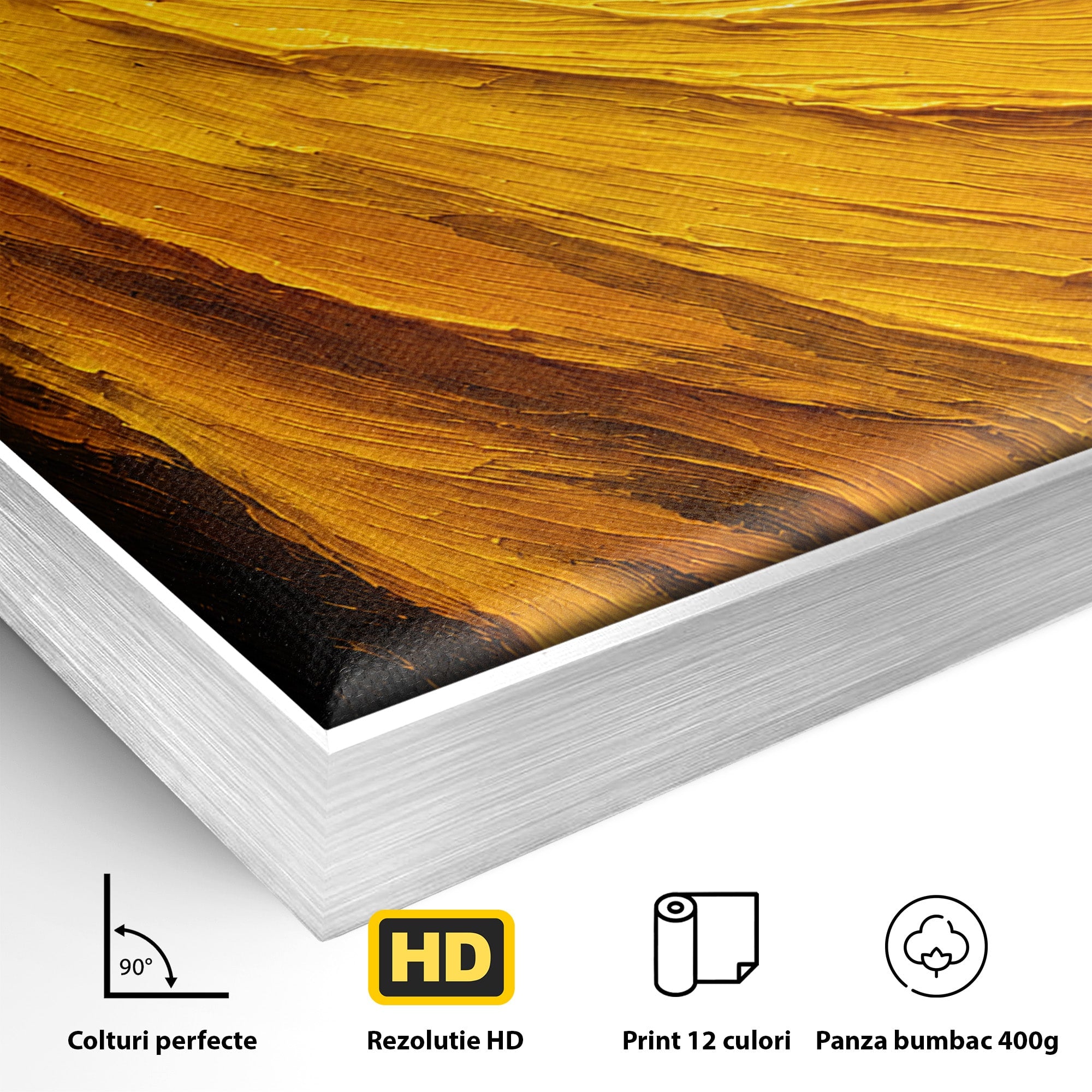 Tablou Canvas Premium LuxCanva® C1362, Vortex Auriu, Abstract, Vortex, Textura, Arta Moderna, Living, Culori Vibrante