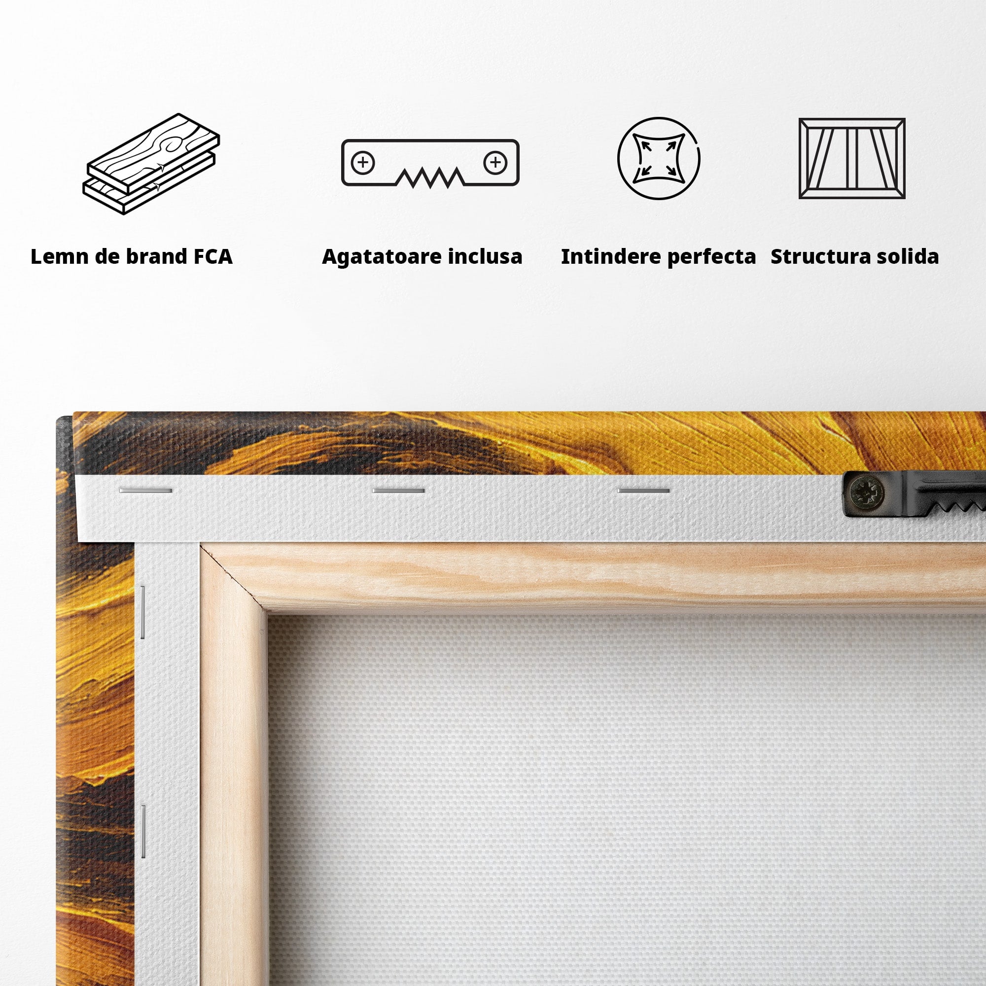 Tablou Canvas Premium LuxCanva® C1362, Vortex Auriu, Abstract, Vortex, Textura, Arta Moderna, Living, Culori Vibrante