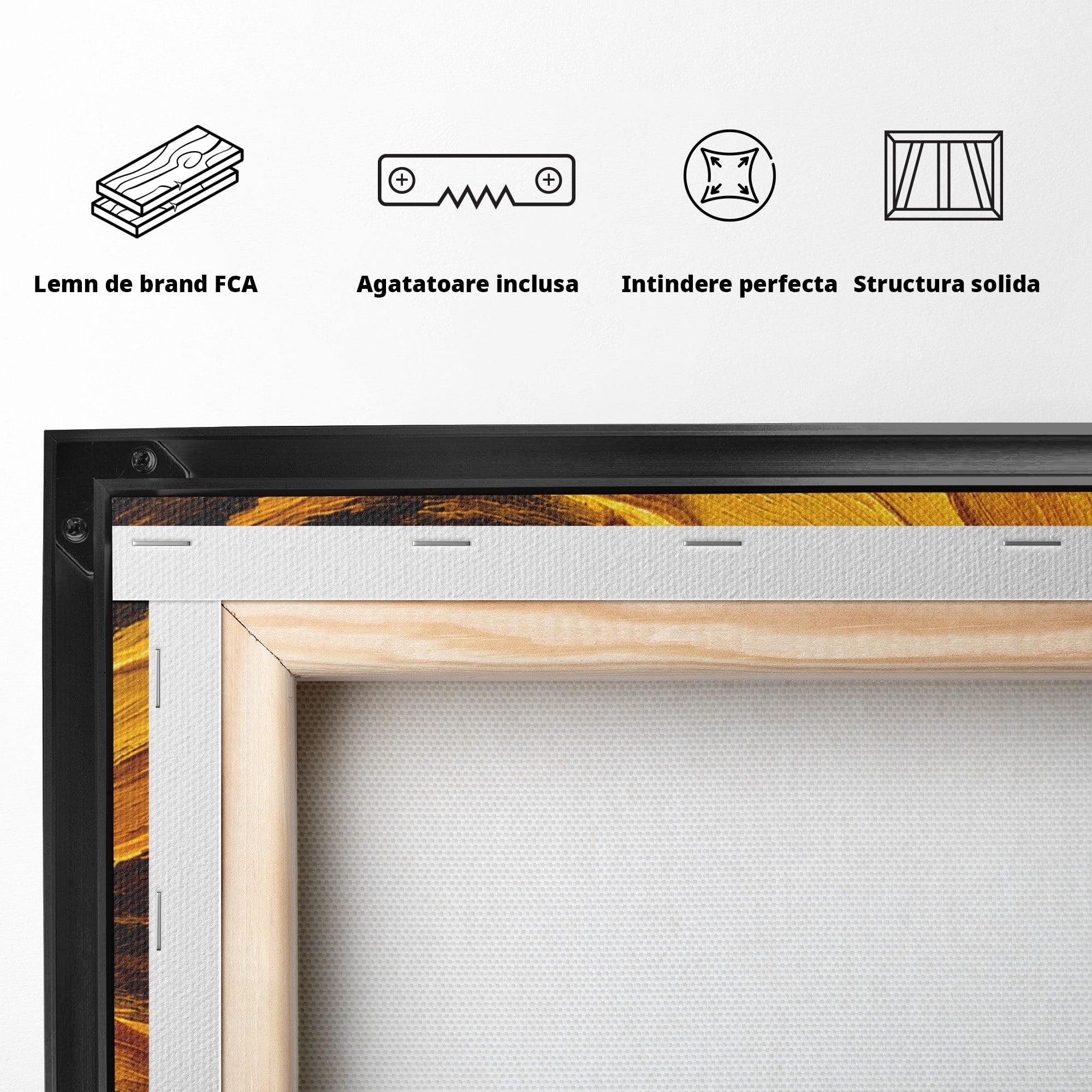 Tablou Canvas Premium LuxCanva® C1362, Vortex Auriu, Abstract, Vortex, Textura, Arta Moderna, Living, Culori Vibrante
