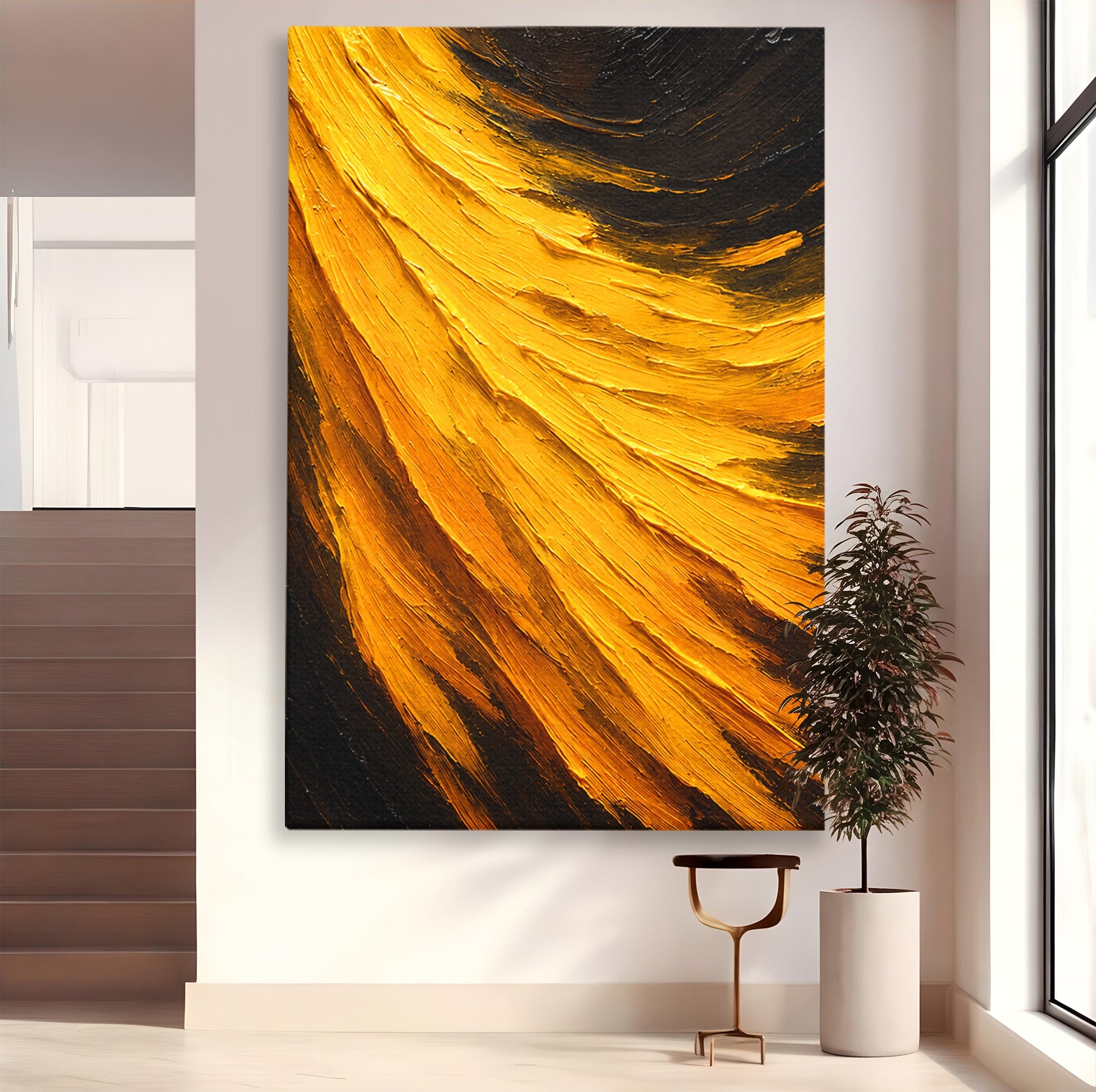 Tablou Canvas Premium LuxCanva® C1362, Vortex Auriu, Abstract, Vortex, Textura, Arta Moderna, Living, Culori Vibrante