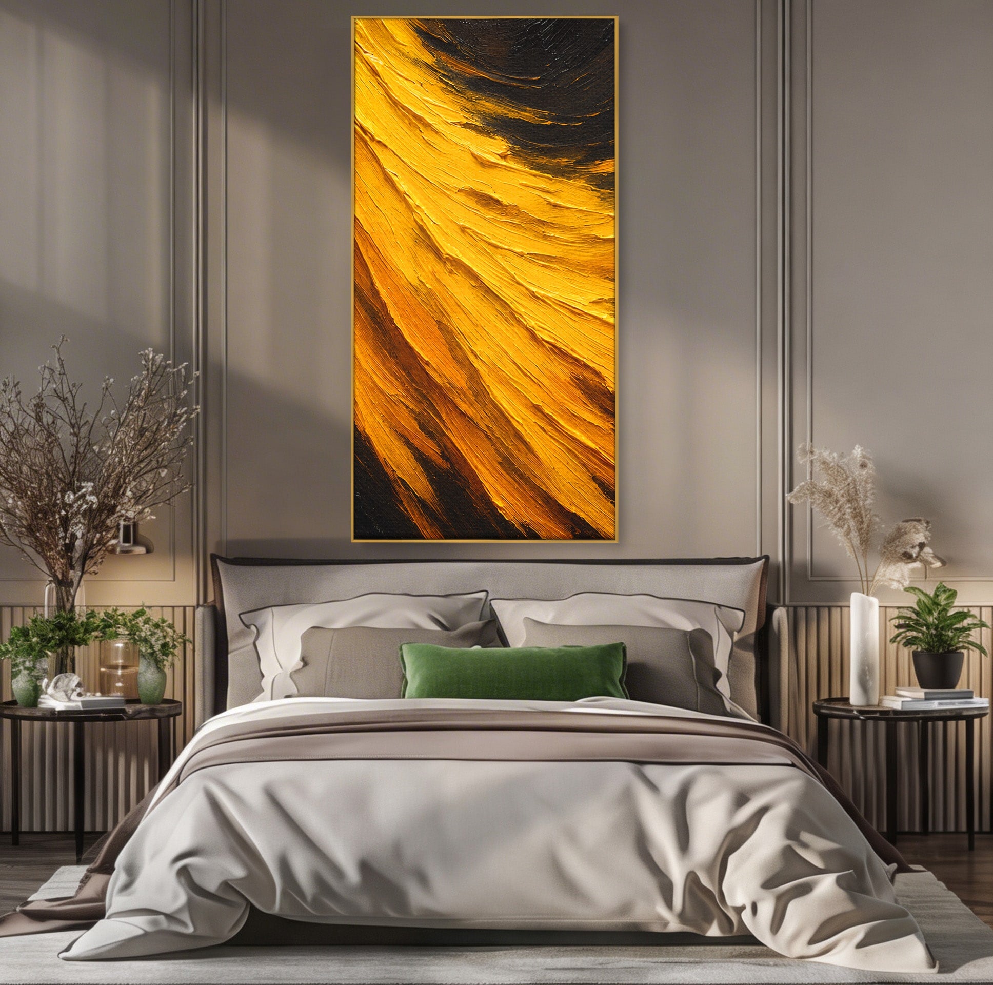 Tablou Canvas Premium LuxCanva® C1362, Vortex Auriu, Abstract, Vortex, Textura, Arta Moderna, Living, Culori Vibrante