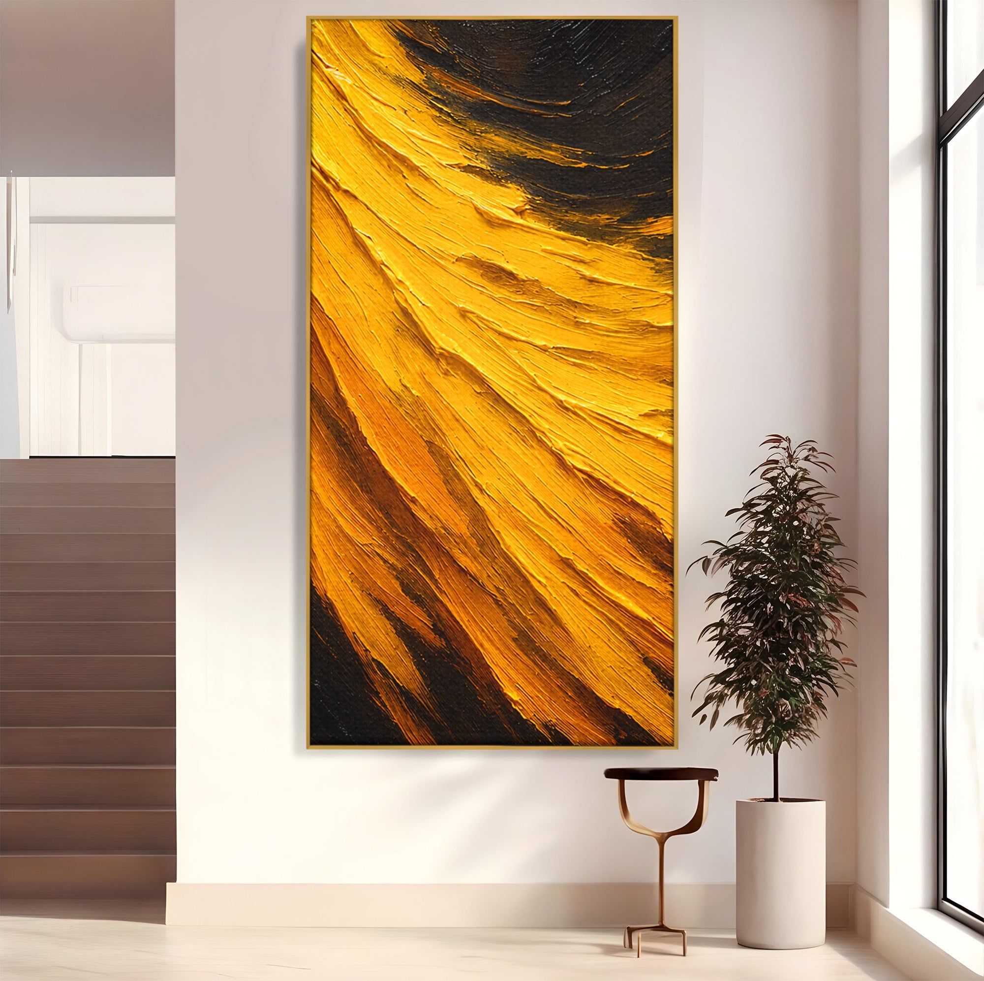 Tablou Canvas Premium LuxCanva® C1362, Vortex Auriu, Abstract, Vortex, Textura, Arta Moderna, Living, Culori Vibrante