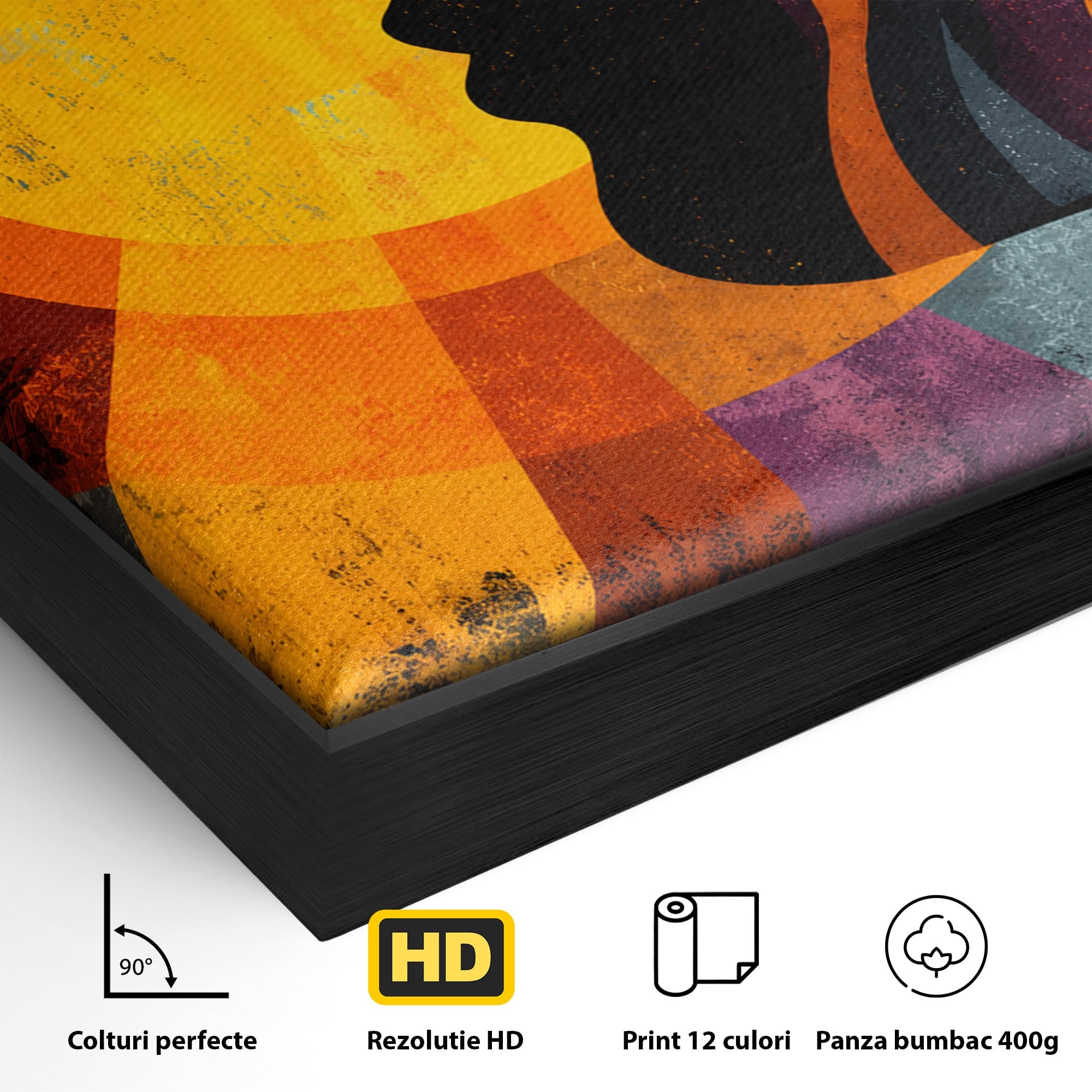 Tablou Canvas Premium LuxCanva® C1365, Silhouette Solara, Silhouette, Soare, Portret, Abstract, Living, Culori Vibrante