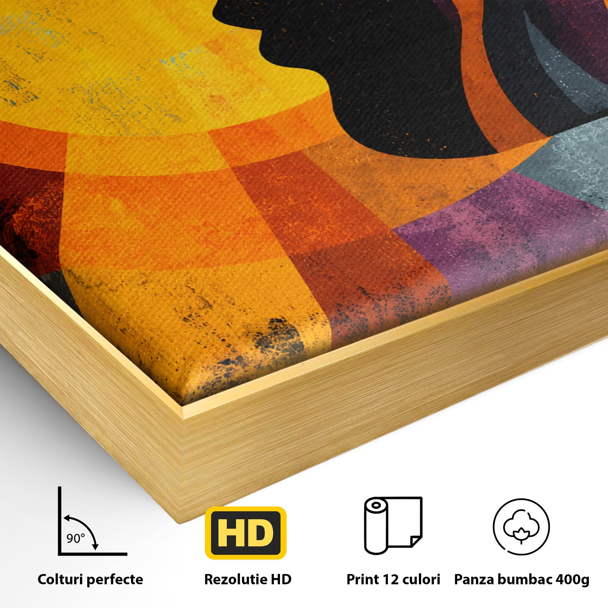 Tablou Canvas Premium LuxCanva® C1365, Silhouette Solara, Silhouette, Soare, Portret, Abstract, Living, Culori Vibrante