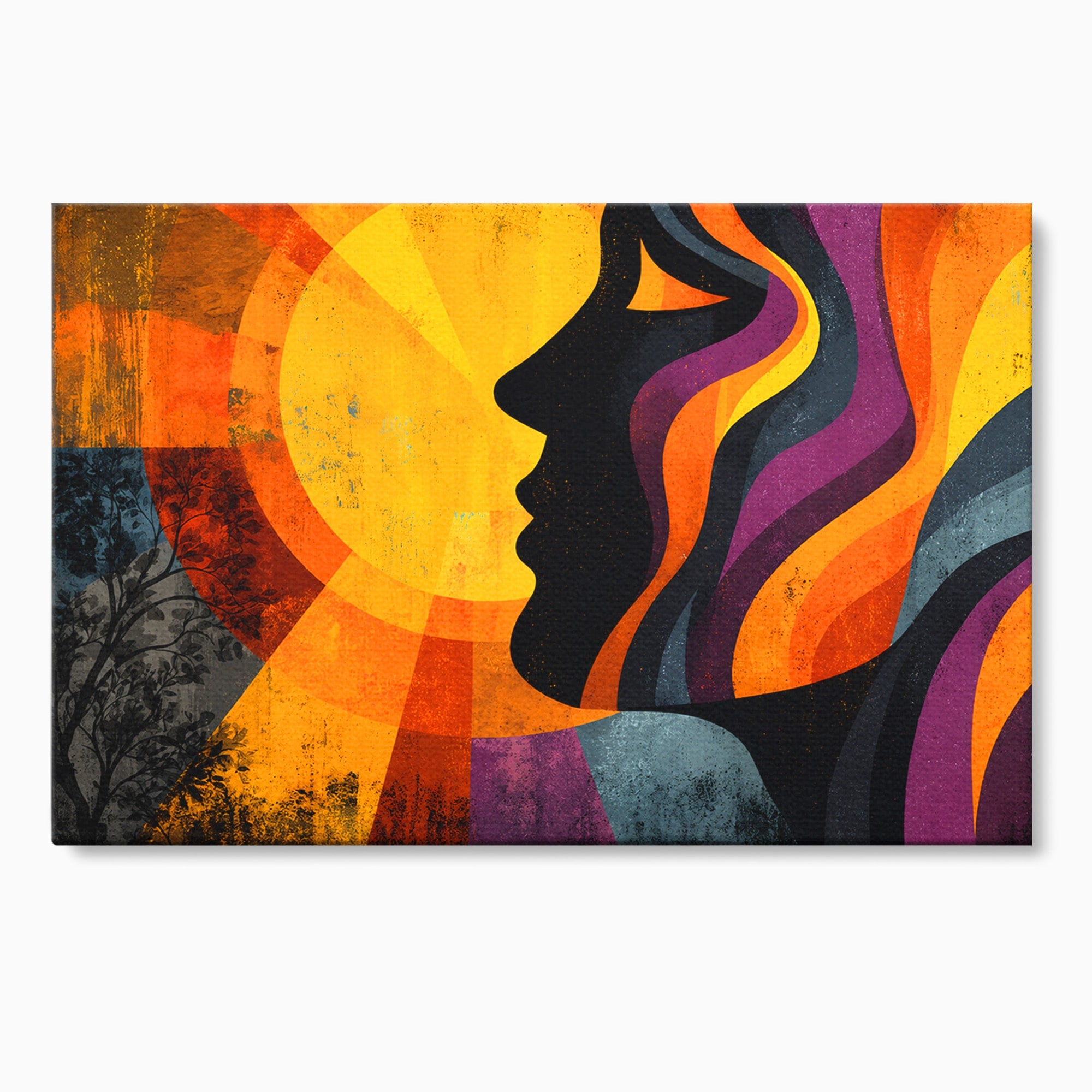 Tablou Canvas Premium LuxCanva® C1365, Silhouette Solara, Silhouette, Soare, Portret, Abstract, Living, Culori Vibrante