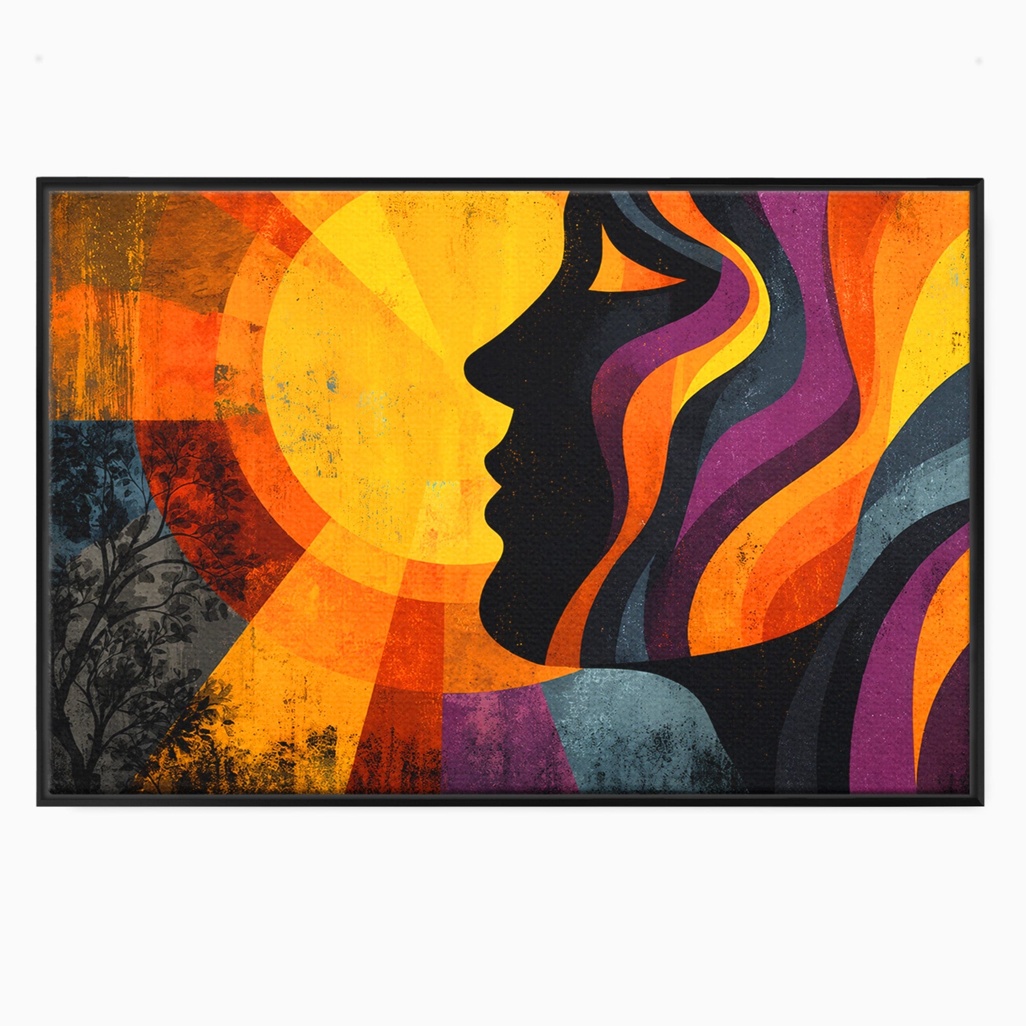 Tablou Canvas Premium LuxCanva® C1365, Silhouette Solara, Silhouette, Soare, Portret, Abstract, Living, Culori Vibrante