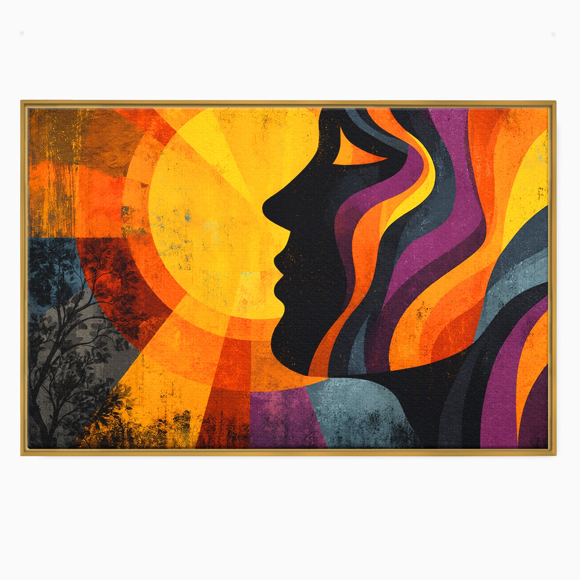 Tablou Canvas Premium LuxCanva® C1365, Silhouette Solara, Silhouette, Soare, Portret, Abstract, Living, Culori Vibrante