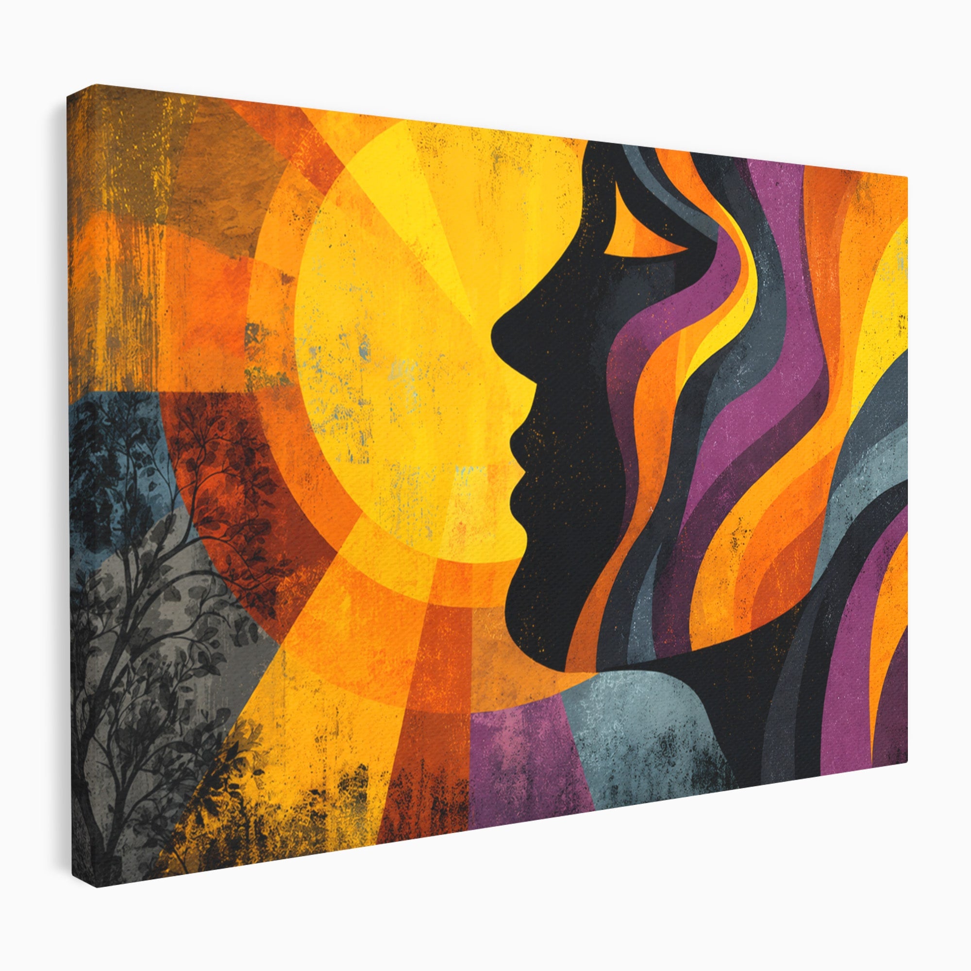 Tablou Canvas Premium LuxCanva® C1365, Silhouette Solara, Silhouette, Soare, Portret, Abstract, Living, Culori Vibrante
