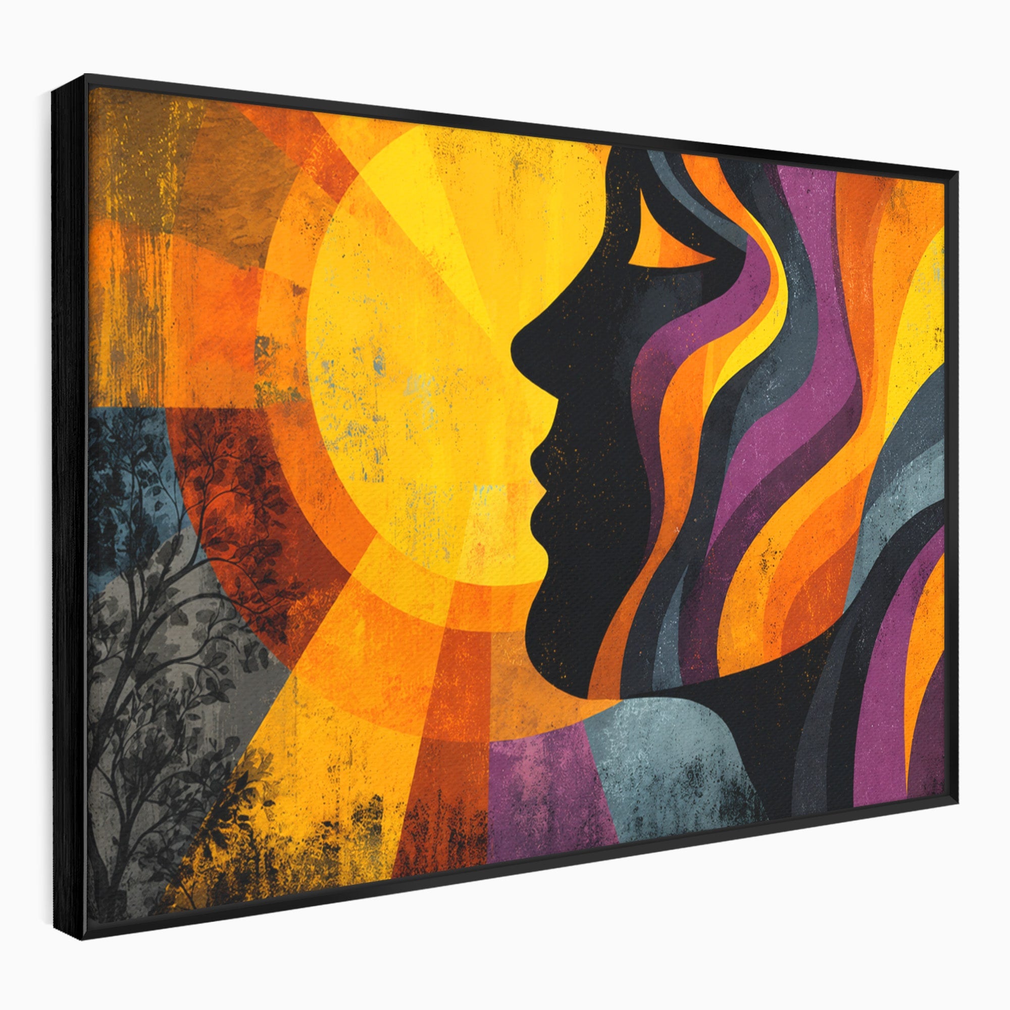 Tablou Canvas Premium LuxCanva® C1365, Silhouette Solara, Silhouette, Soare, Portret, Abstract, Living, Culori Vibrante