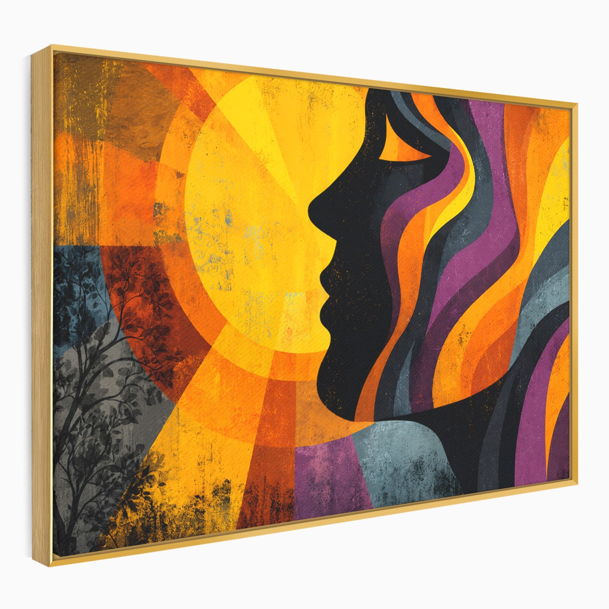 Tablou Canvas Premium LuxCanva® C1365, Silhouette Solara, Silhouette, Soare, Portret, Abstract, Living, Culori Vibrante