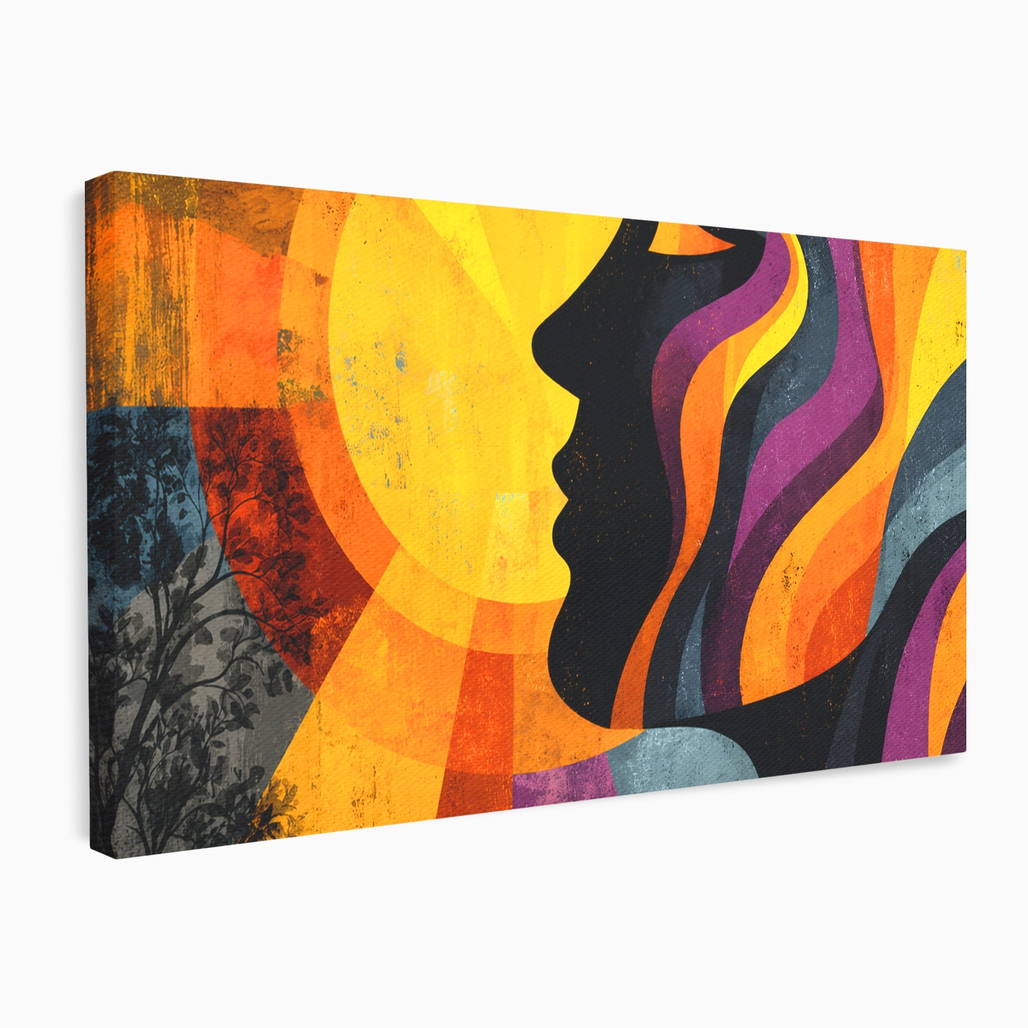 Tablou Canvas Premium LuxCanva® C1365, Silhouette Solara, Silhouette, Soare, Portret, Abstract, Living, Culori Vibrante