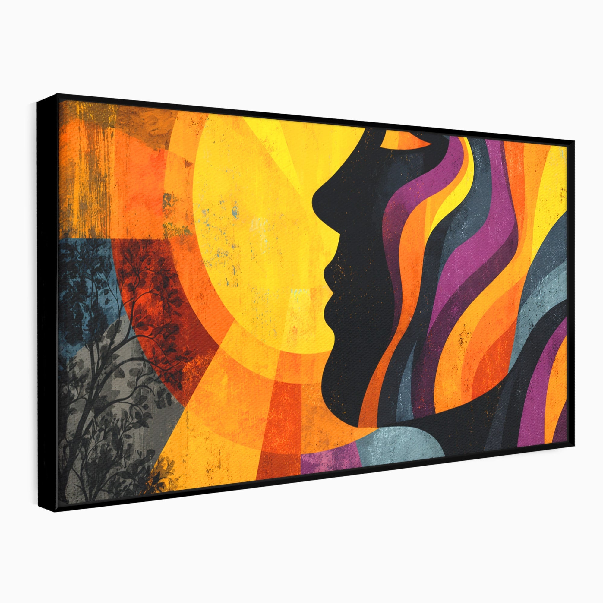 Tablou Canvas Premium LuxCanva® C1365, Silhouette Solara, Silhouette, Soare, Portret, Abstract, Living, Culori Vibrante