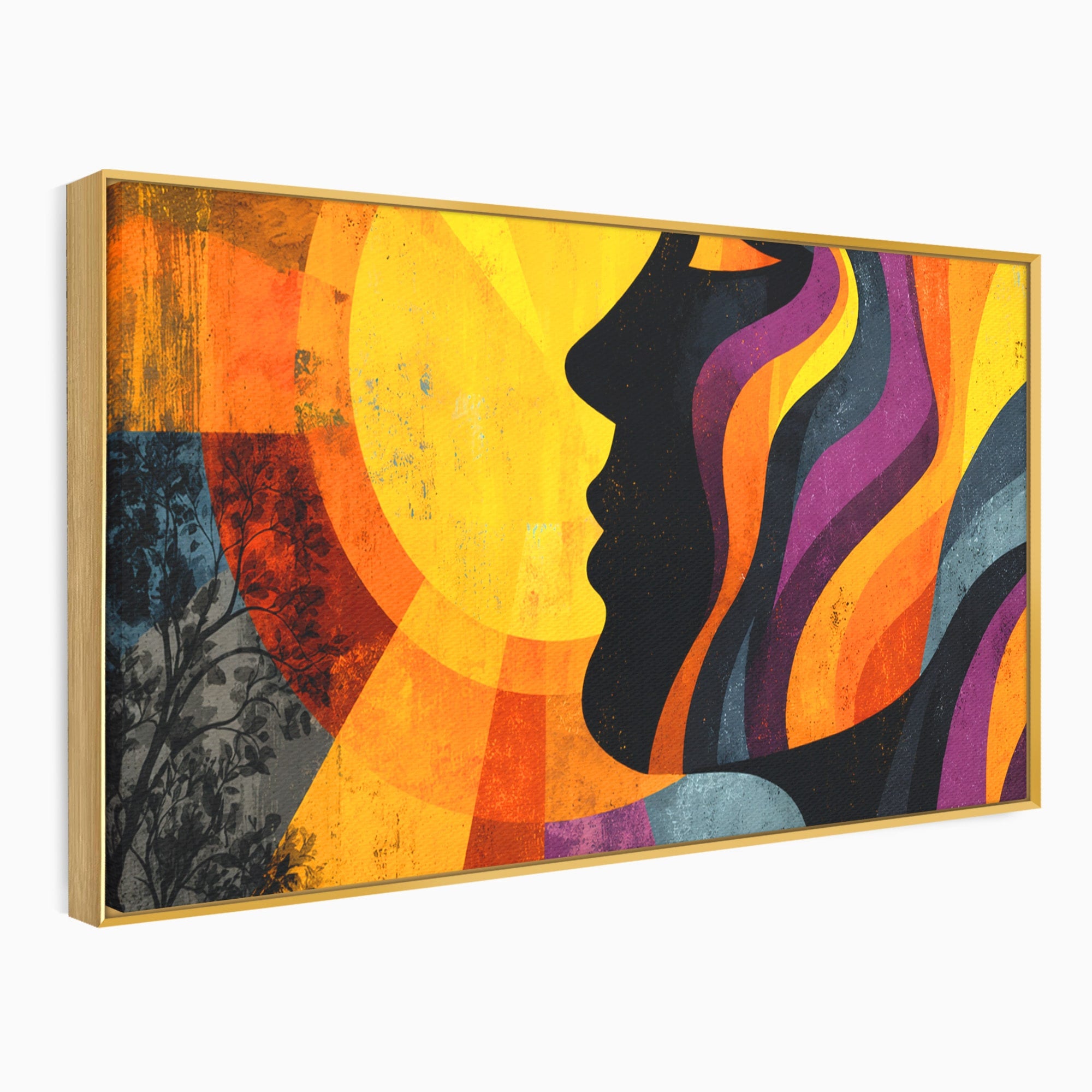 Tablou Canvas Premium LuxCanva® C1365, Silhouette Solara, Silhouette, Soare, Portret, Abstract, Living, Culori Vibrante