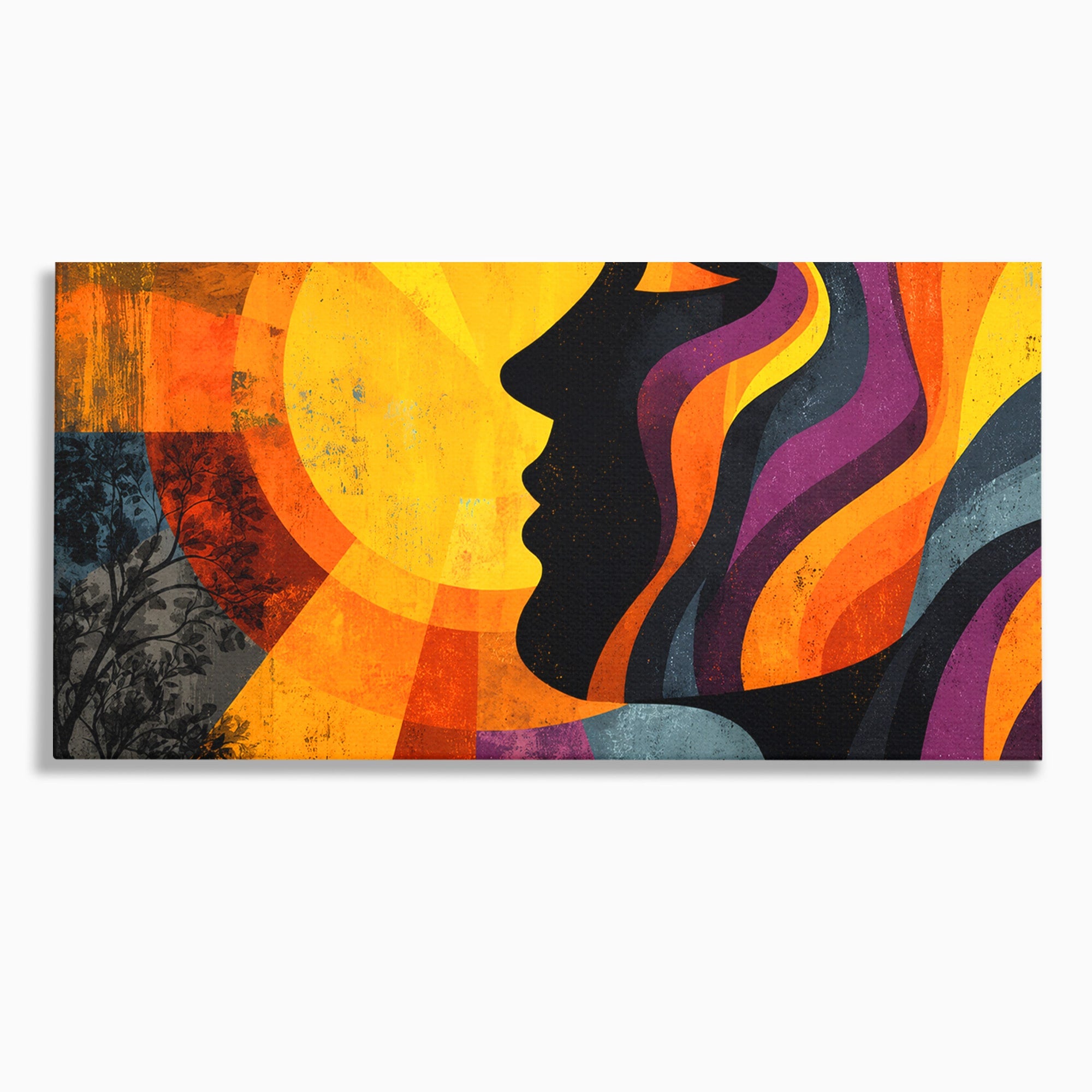 Tablou Canvas Premium LuxCanva® C1365, Silhouette Solara, Silhouette, Soare, Portret, Abstract, Living, Culori Vibrante